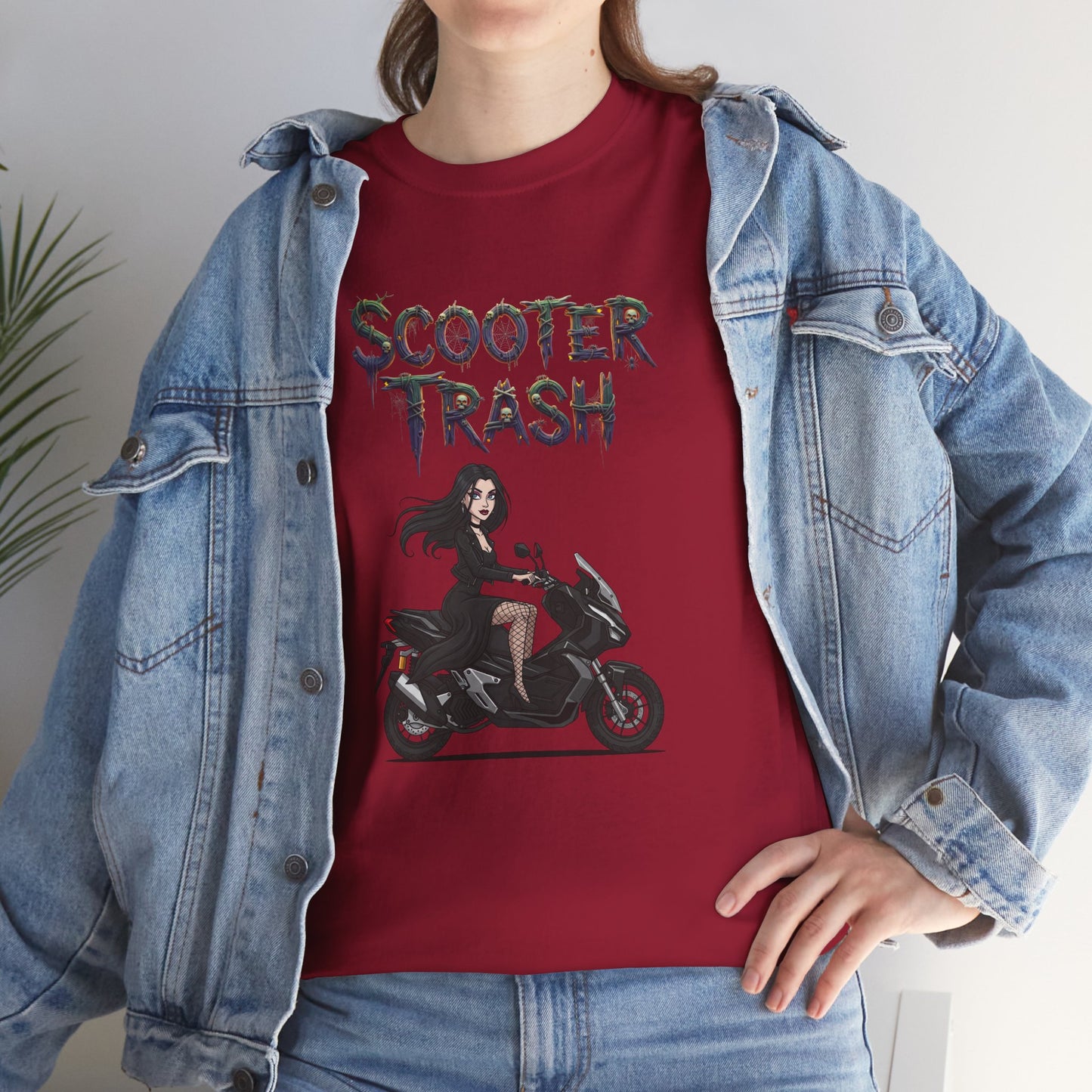 Scooter Trash Unisex Heavy Cotton Tee, Biker Tee, Motorcycle Lover Gift, Casual Cool Shirt, Halloween Motorcycle Tee, Unique Graphic Tee