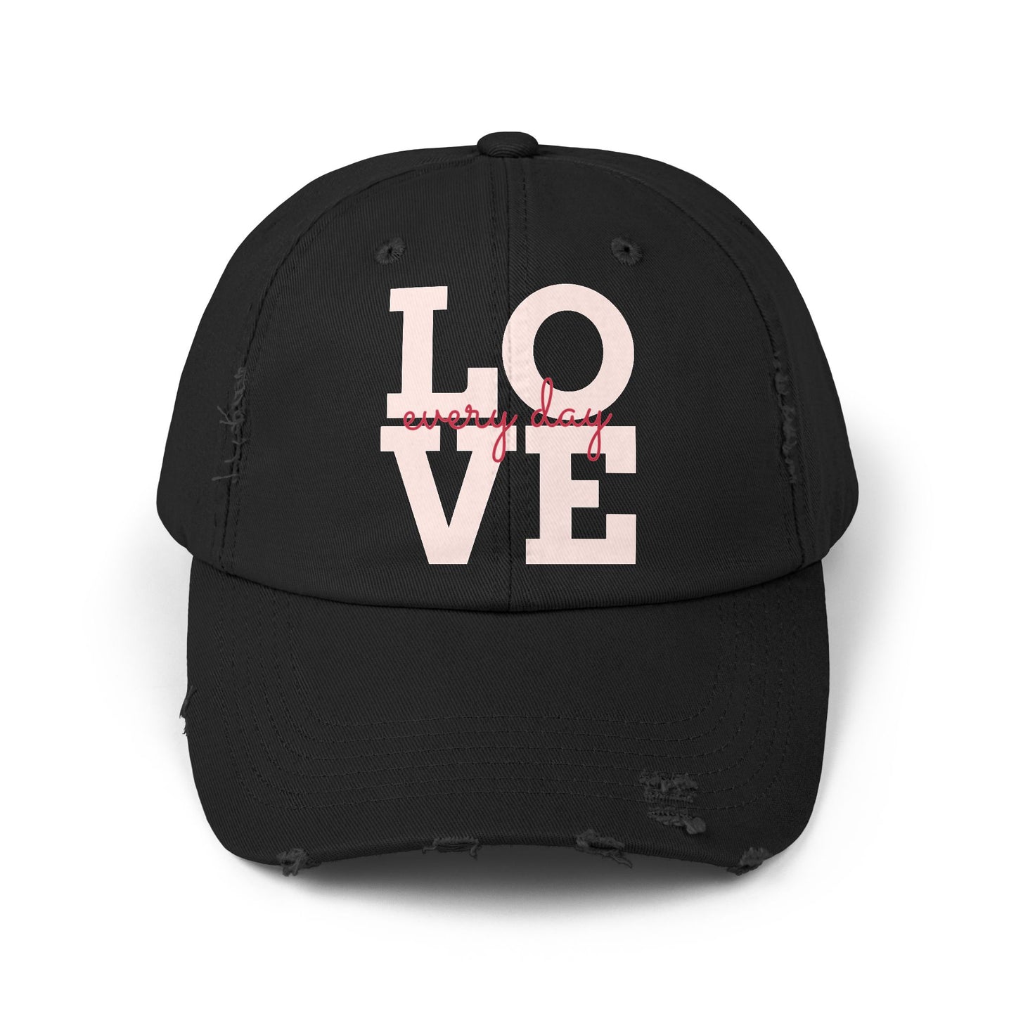 Unisex Distressed Cap with 'LOVE' Design – Trendy, Casual Hat for All Occasions, Holiday Gift, Everyday Wear, Cool Accessories