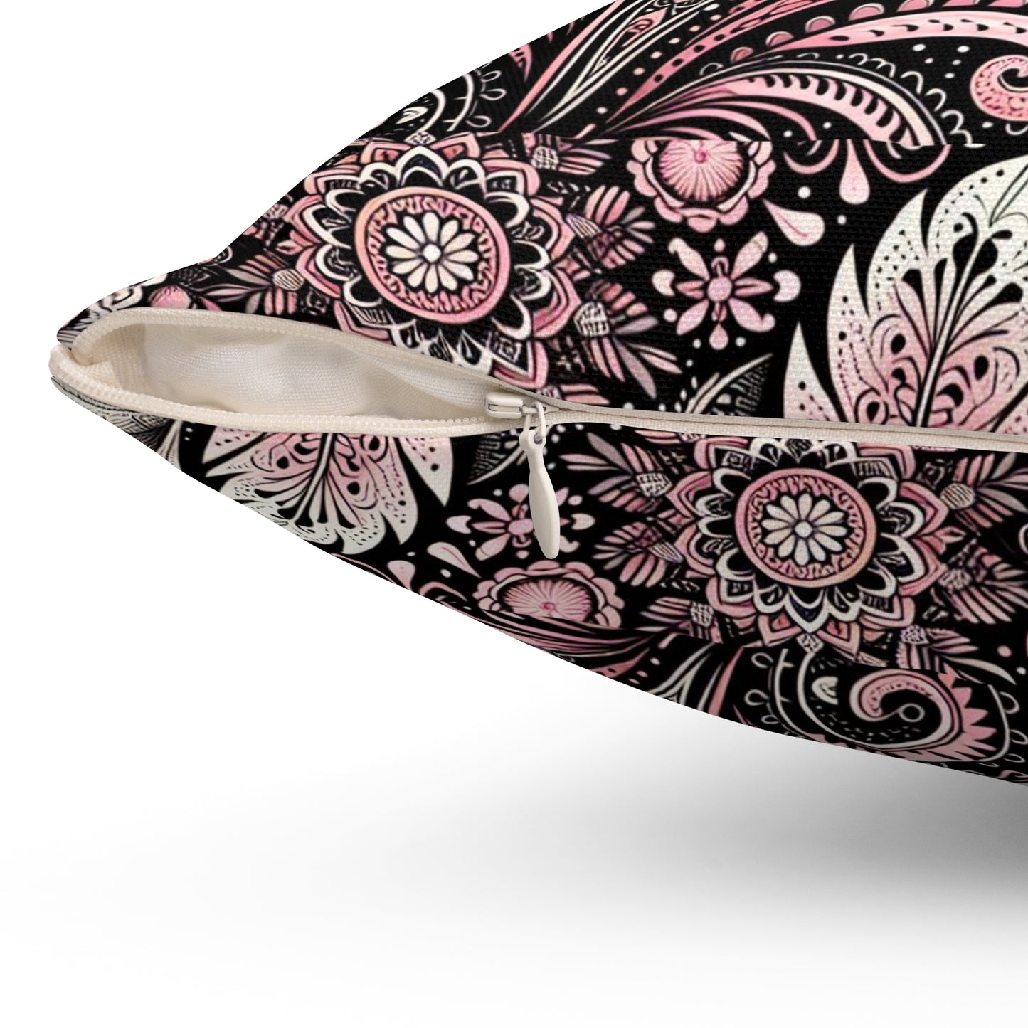 Pillow-Pink and Black Lace print Cushion