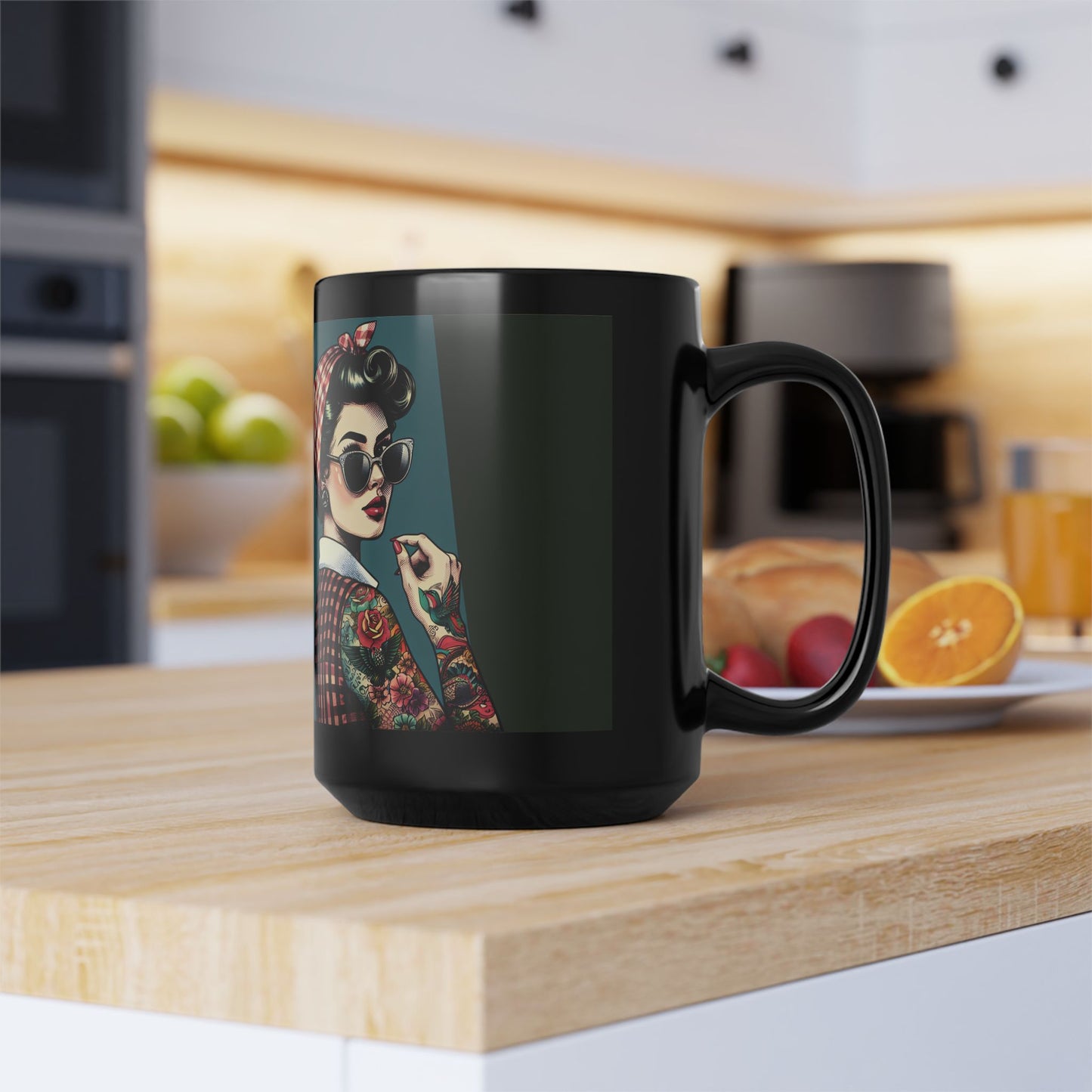 Mug, Pinup Girl with Tattoos and Sunglasses