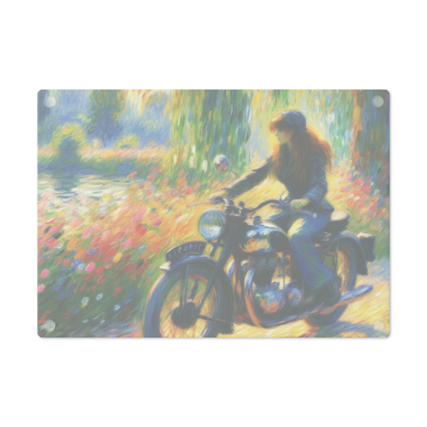 Vintage Monet style Motorcycle Themed Cutting Board - Perfect Gift for Riders