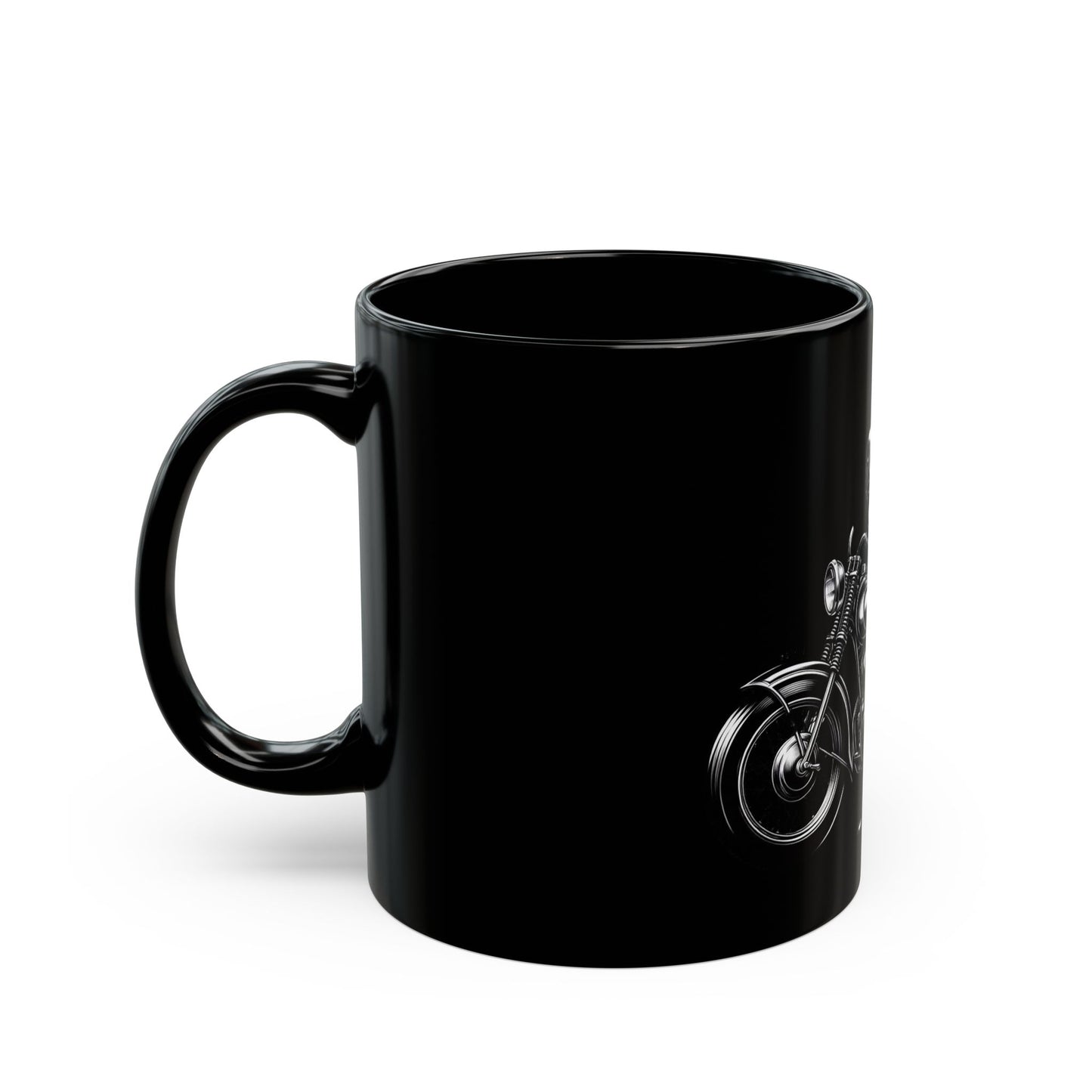 Mug - Ready to Ride- Black Drink Mug -Black and White Design