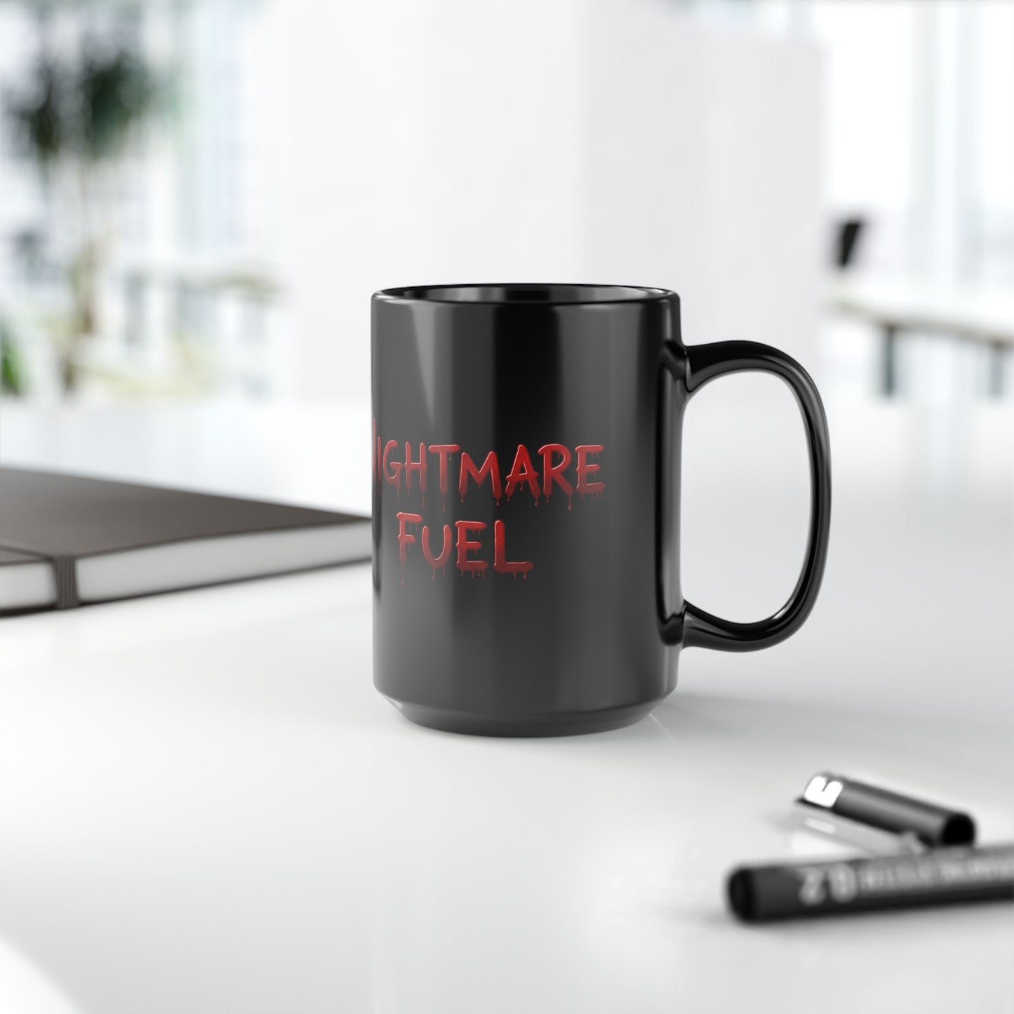 Nightmare Fuel Black Mug - Perfect for Coffee Lovers, Halloween Decor, Biker Gifts, Gothic Style, Spooky Vibes-biker Halloween