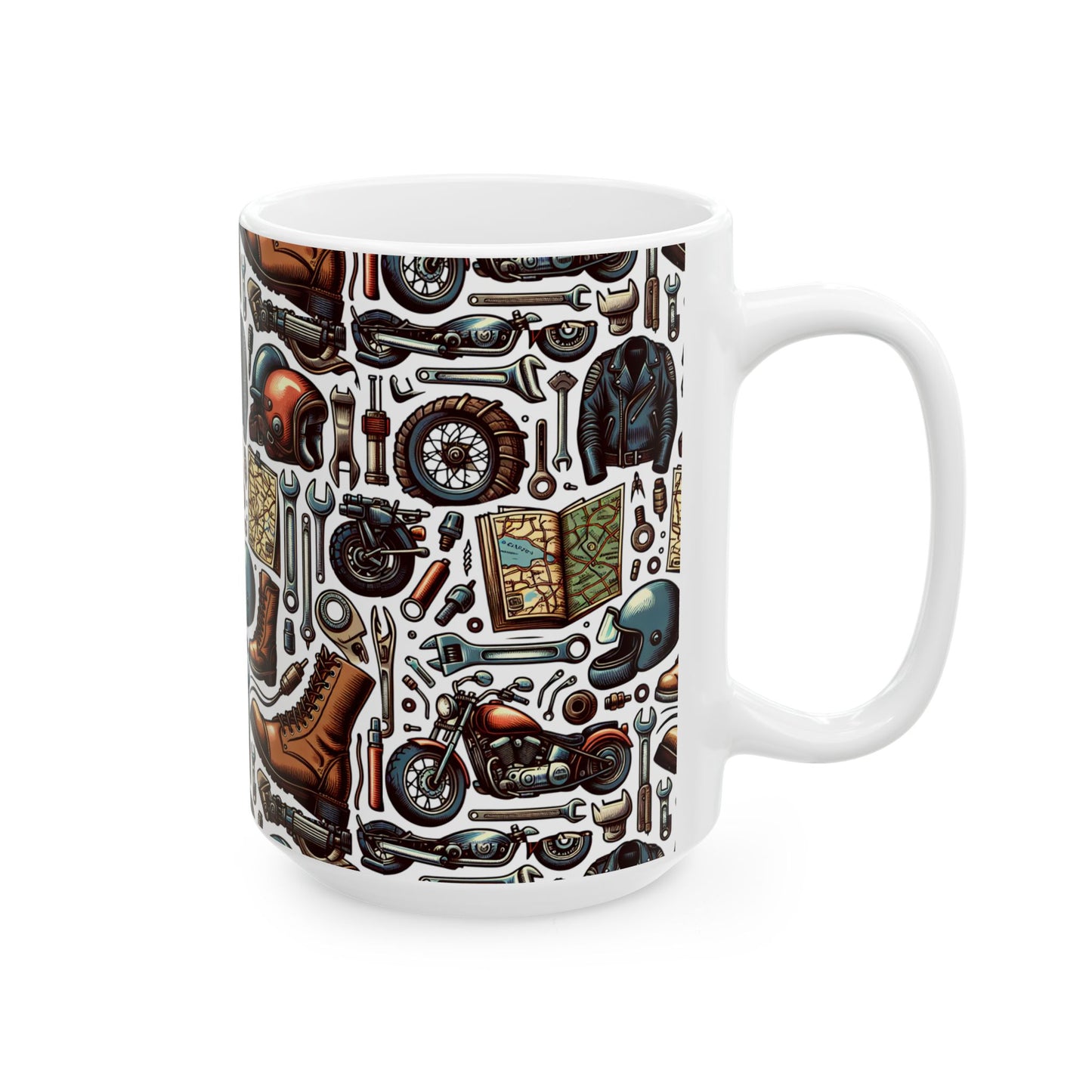 Mug - Bikers Garage Collage- Ceramic Coffee Mug -Father's Day Gift