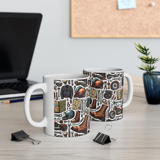 Mug - Bikers Garage Collage- Ceramic Coffee Mug -Father's Day Gift