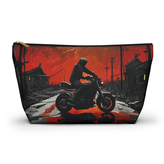 Motorcycle-Themed Accessory Pouch, Night Riding Makeup Bag, Travel Organizer, Gift for Bikers, Halloween or Fall Inspired
