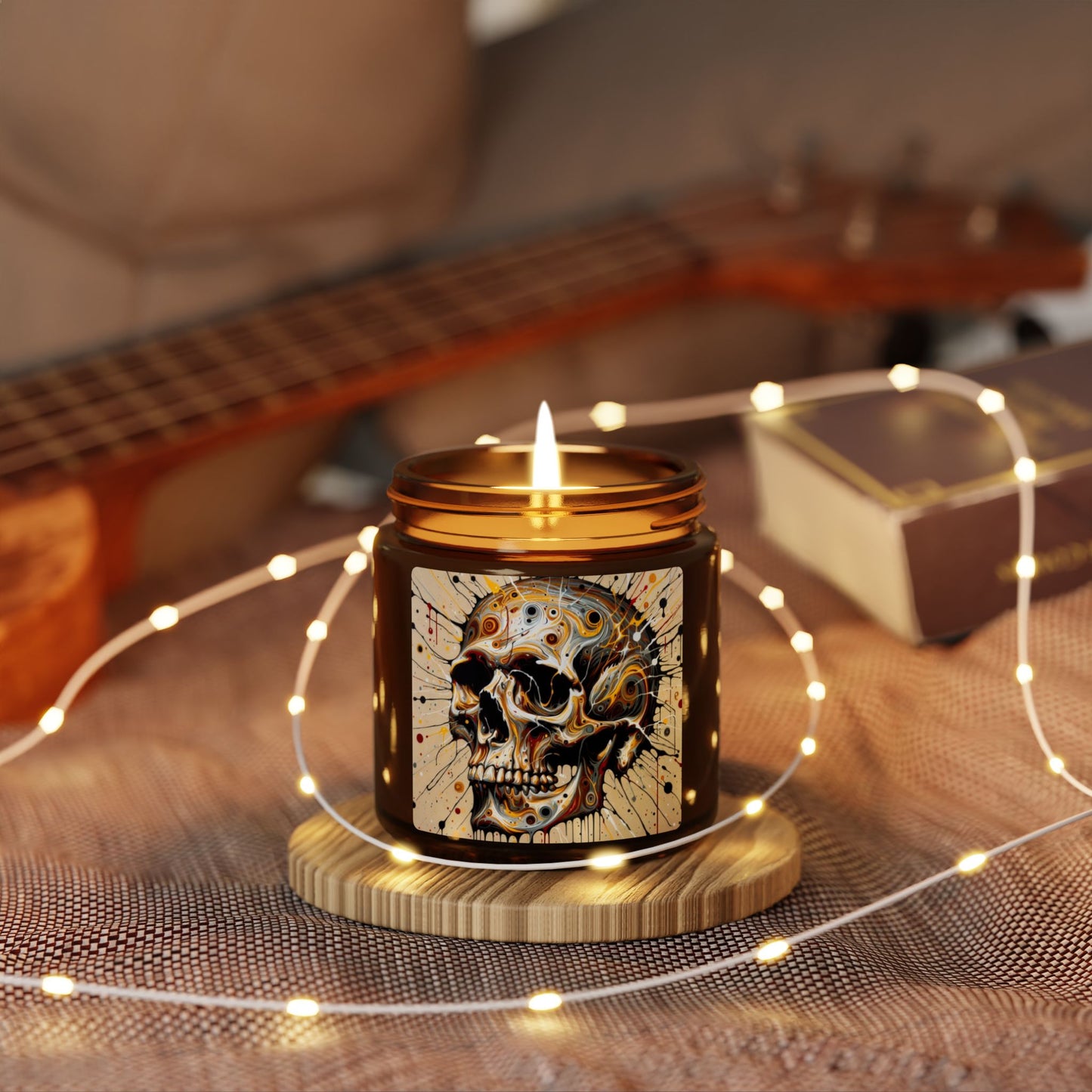 Skull Art Scented Candle, Unique Home Decor, Gothic Candle Gift, Aromatherapy, Halloween Decor