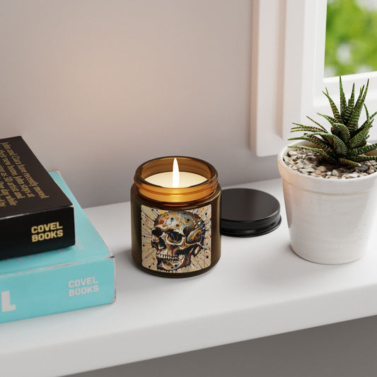 Skull Art Scented Candle, Unique Home Decor, Gothic Candle Gift, Aromatherapy, Halloween Decor