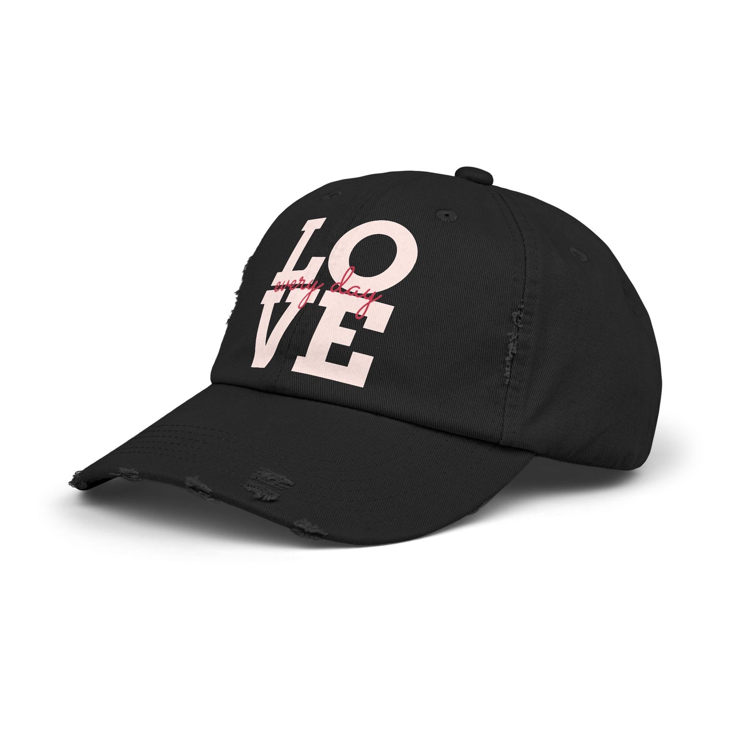 Unisex Distressed Cap with 'LOVE' Design – Trendy, Casual Hat for All Occasions, Holiday Gift, Everyday Wear, Cool Accessories
