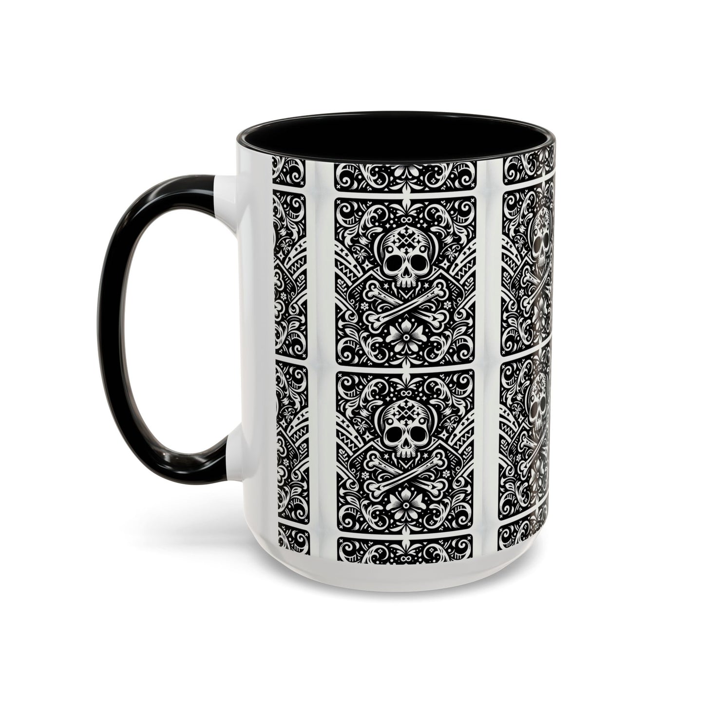 Mug -Skull and Crossbones Coffee Cup 15oz-Playing Card Pattern