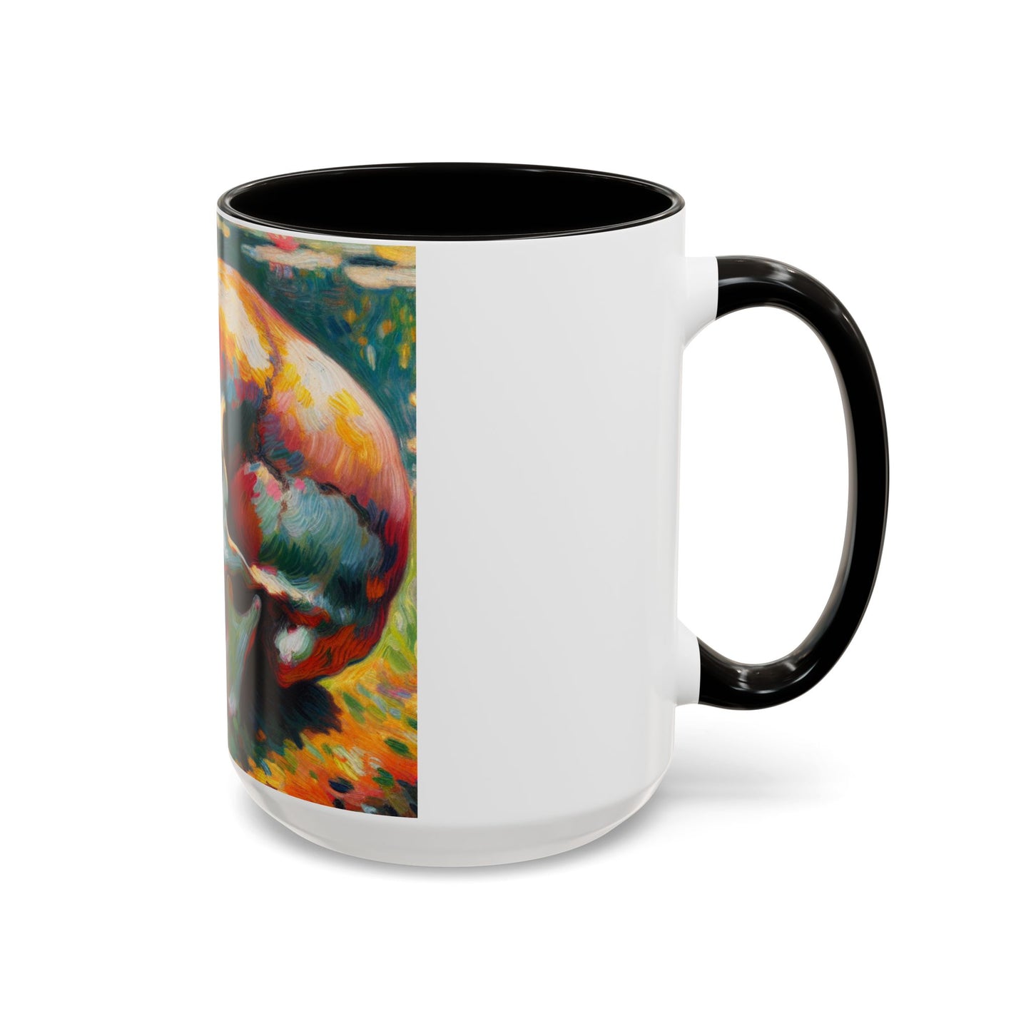 Mug - Colorful Monet Style Skull-Skull and Flowers Coffee Cup