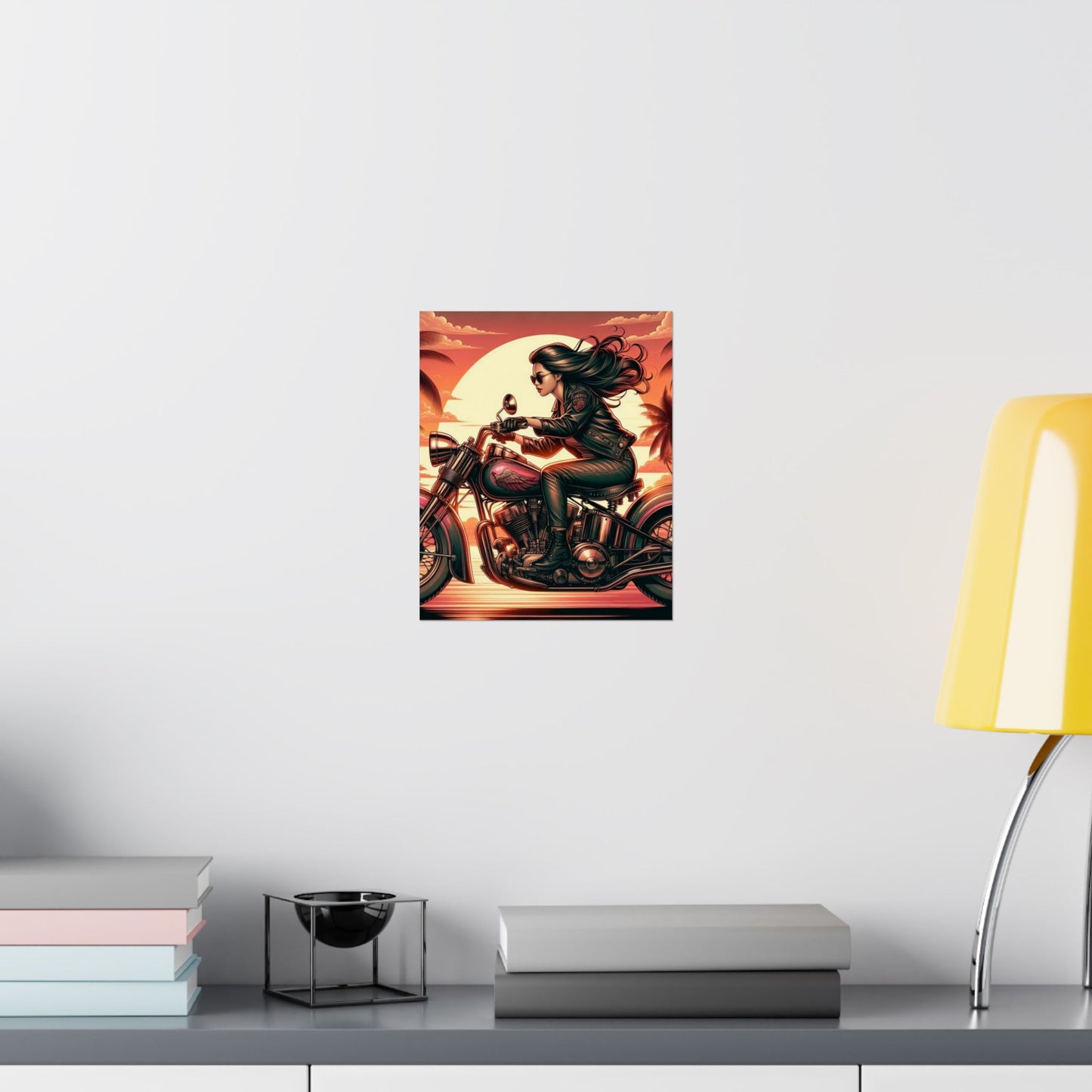 Poster- Motorcycle Pinup-Garage Decor-Man Cave-Retro Wall Art
