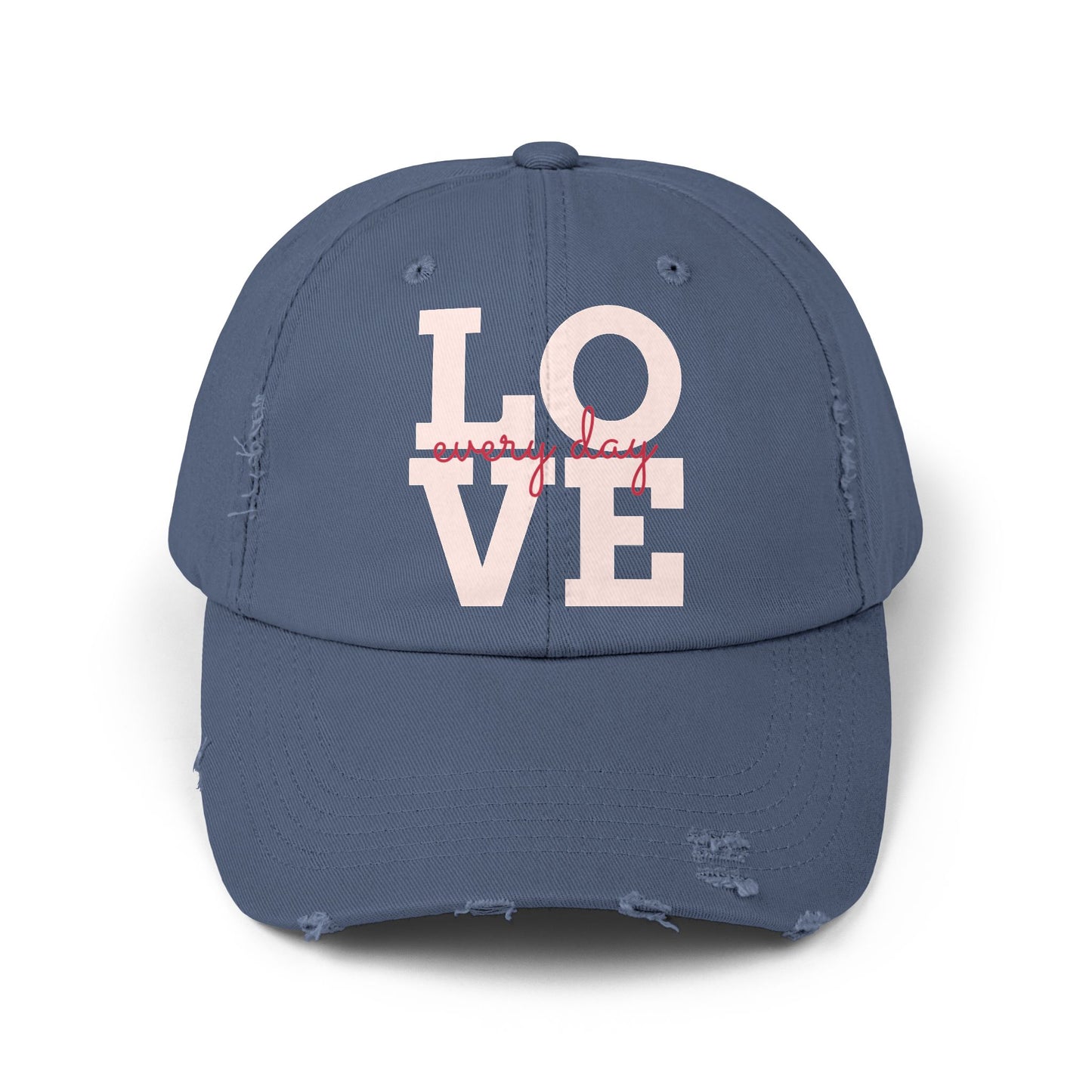 Unisex Distressed Cap with 'LOVE' Design – Trendy, Casual Hat for All Occasions, Holiday Gift, Everyday Wear, Cool Accessories