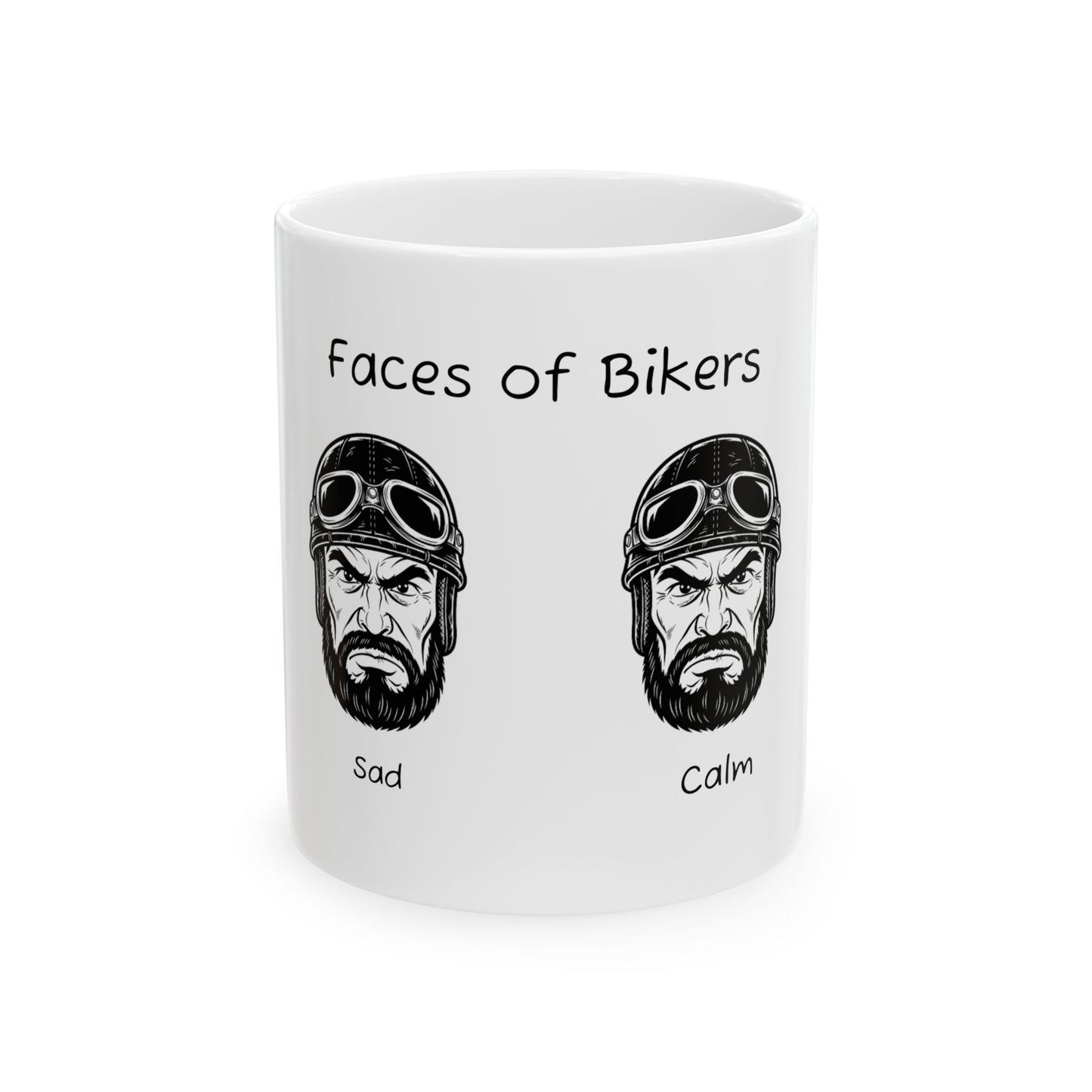 Biker Humor Ceramic Mug - Faces of Bikers, Gifts for Motorcycle Lovers, unique coffee cup, biker gifts, motorcycle mug, expressive drinkware