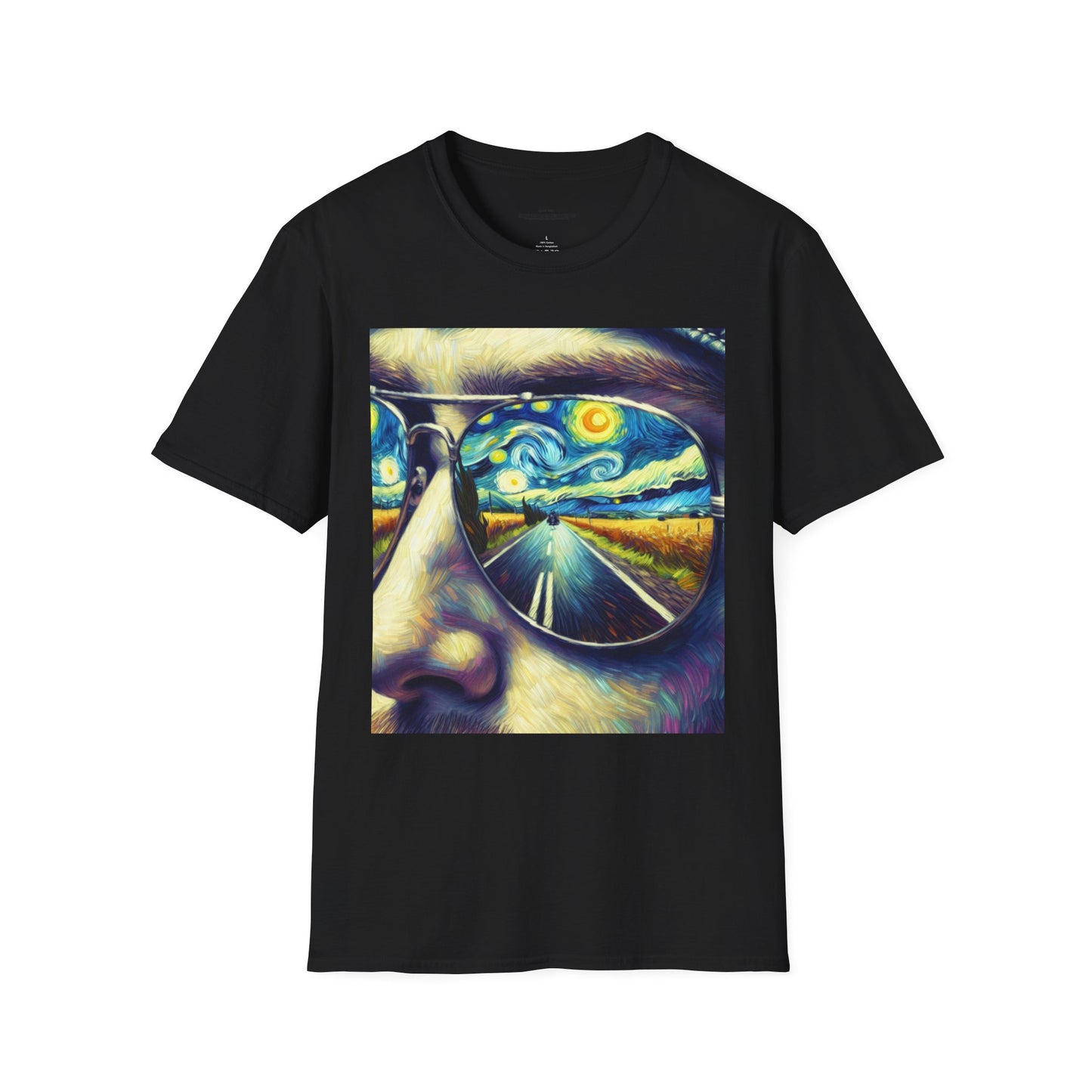 Starry Vision Unisex Softstyle T-Shirt | Artistic Tee, Gift for Art Lovers, Casual Wear, Unique Design, Summer Fashion, Biker Life