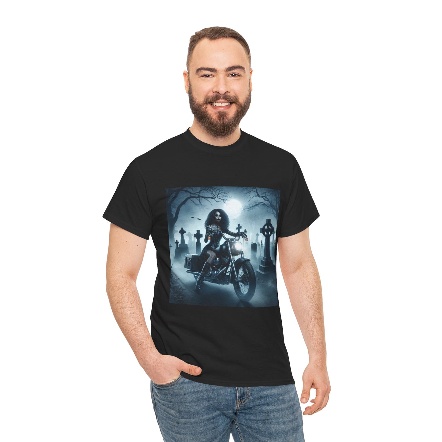 Gothic Tee - Moonlit Cemetery Ride-Gothic Girl-Alternative Fashion