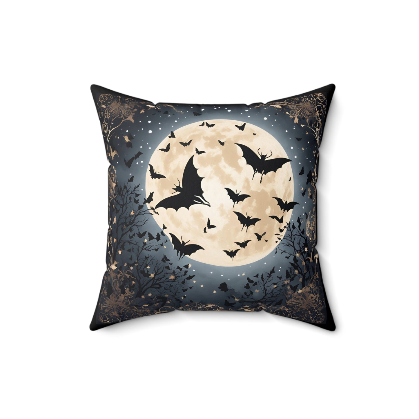 Square Pillow-Bats in the Moonlight- Reversible Decor