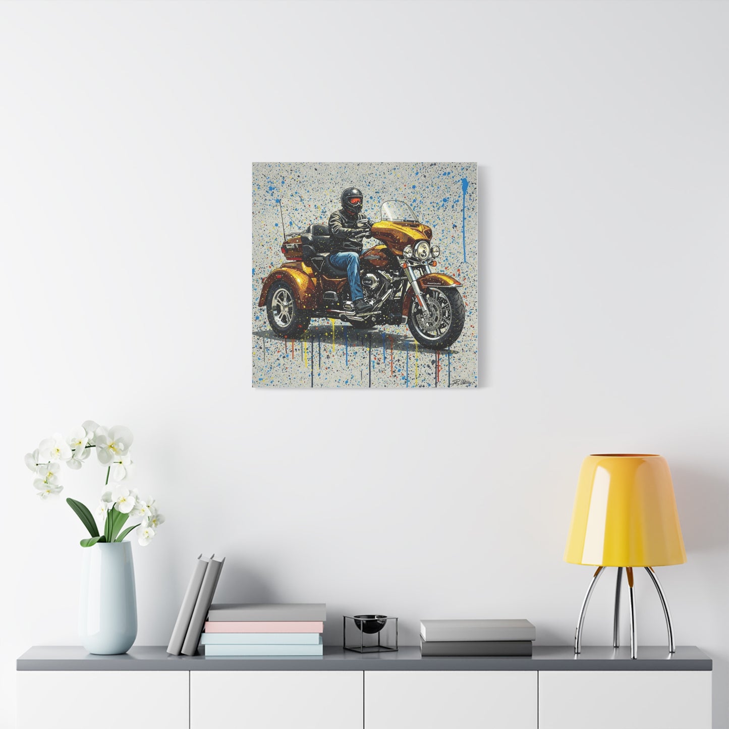 Motorcycle Artwork Canvas - Vibrant Stretched Wall Decor for Bikers