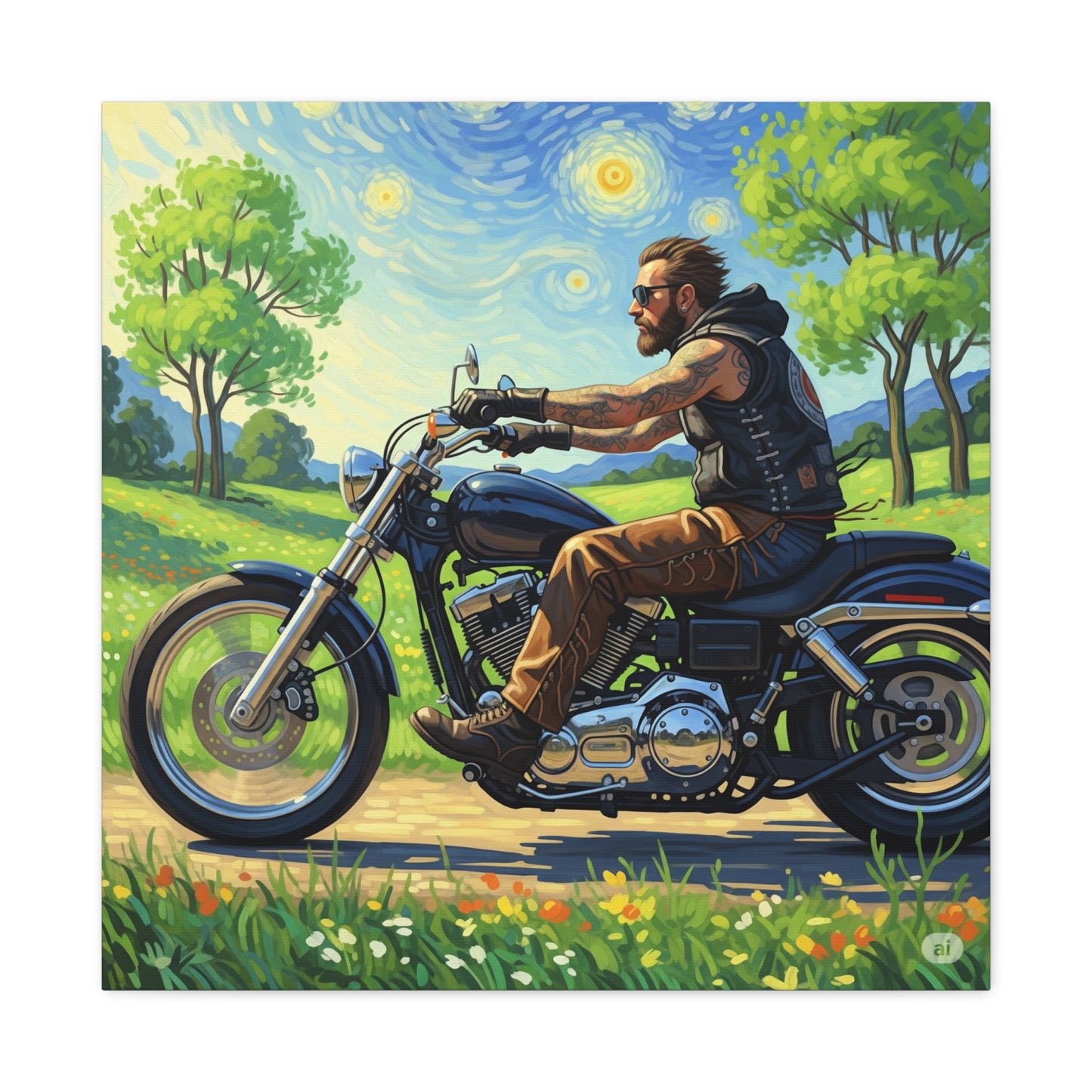 Motorcycle Art Canvas, Biker Wall Decor, Living Room Art, Father's Day Gift, Man Cave Decor, Motorcycle Lover Gift, Modern Home Decor