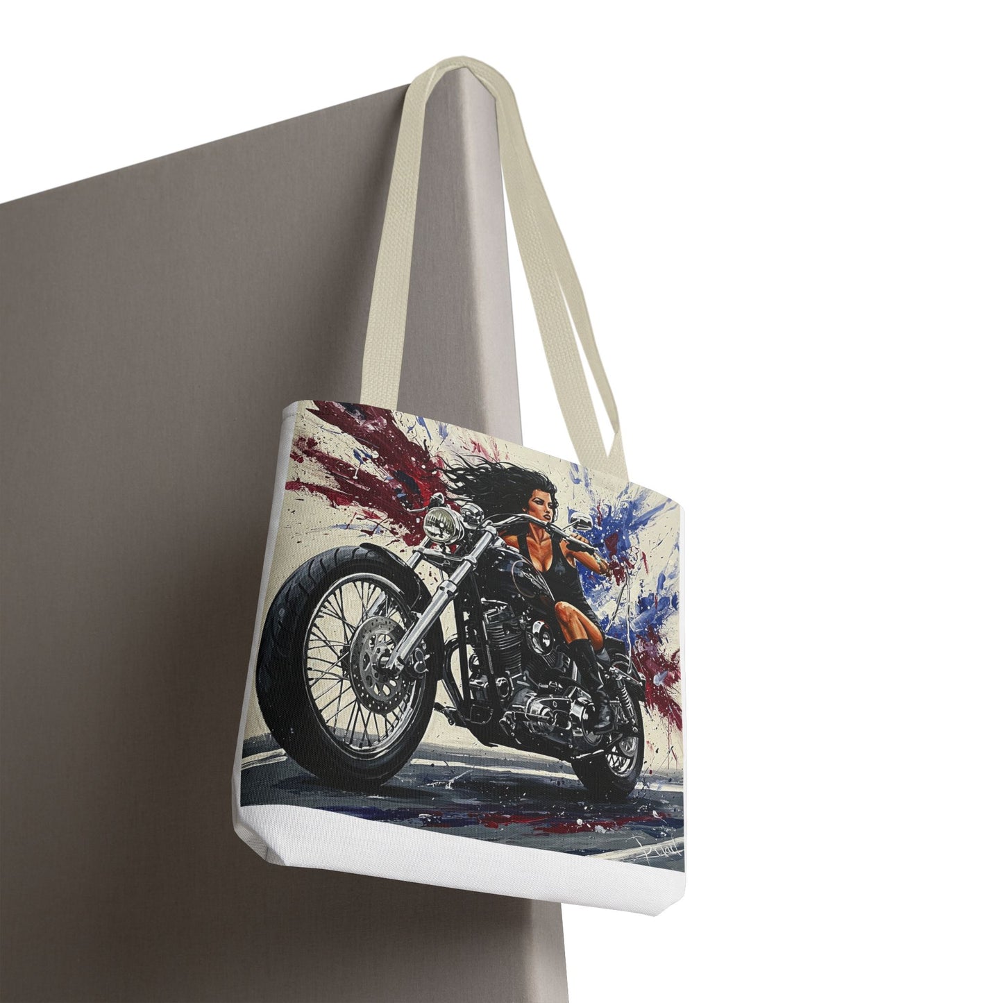 Bold Motorcycle Chic Tote Bag - Stylish Biker Girl Design for Riders & Fashion Enthusiasts