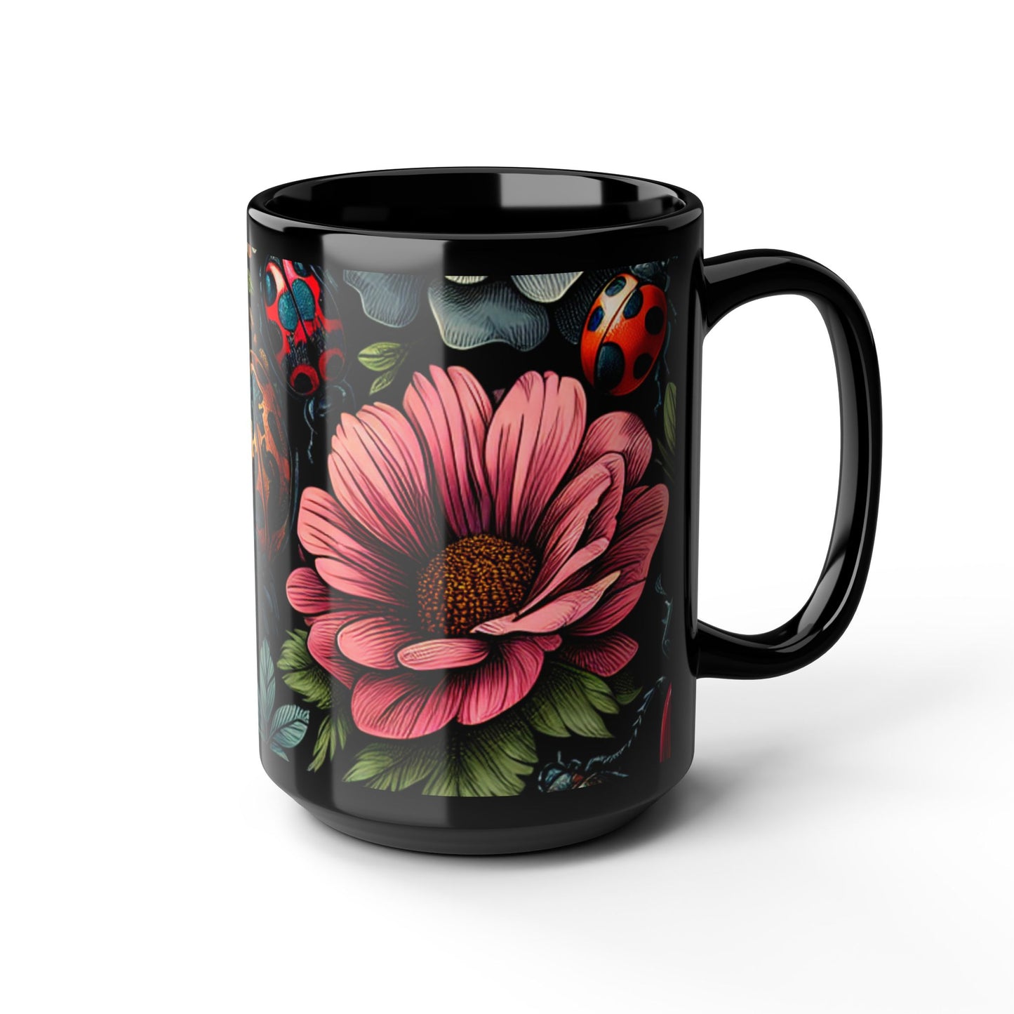 Mug - Floral Skull and Beetle Design-Gothic Kitchen-Graphic Skull Mug