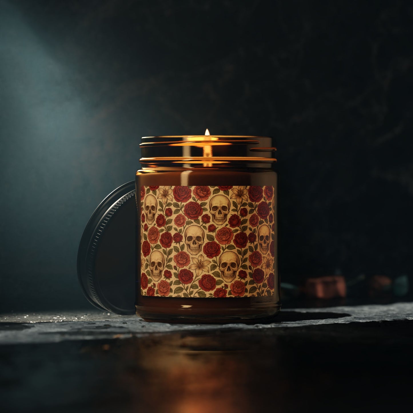 Scented Soy Candle with Skull Design, Halloween Decor, Cozy Gift, Home Fragrance, Unique Gift for Her, Autumn Vibes