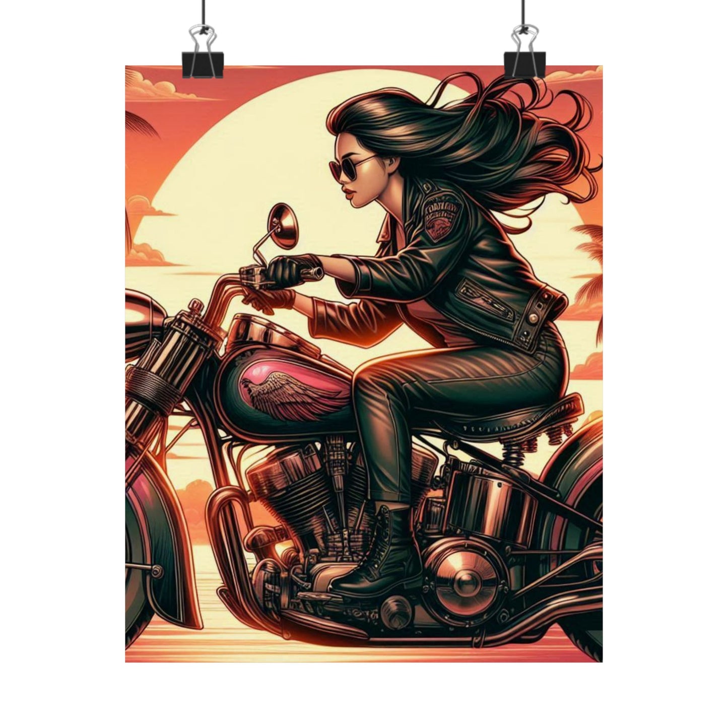 Poster- Motorcycle Pinup-Garage Decor-Man Cave-Retro Wall Art
