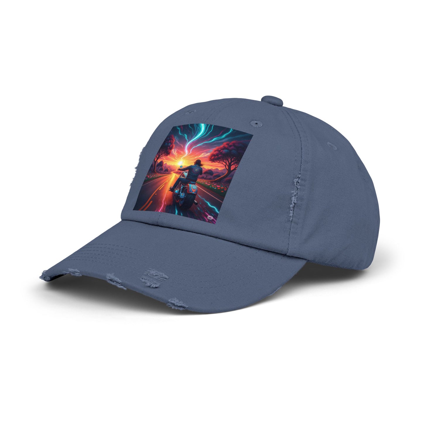 Unisex Distressed Cap with Vibrant Sunset Motorcycle Design, Casual Style Hat for Adventure Lovers, Great Gift for Bikers, Trendy [...]