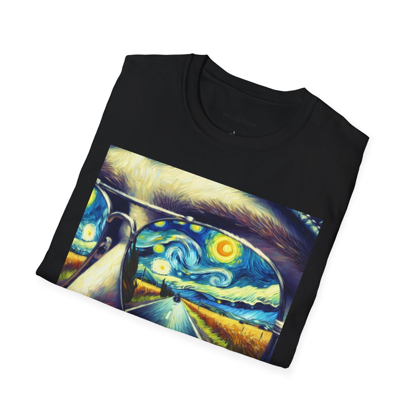 Starry Vision Unisex Softstyle T-Shirt | Artistic Tee, Gift for Art Lovers, Casual Wear, Unique Design, Summer Fashion, Biker Life