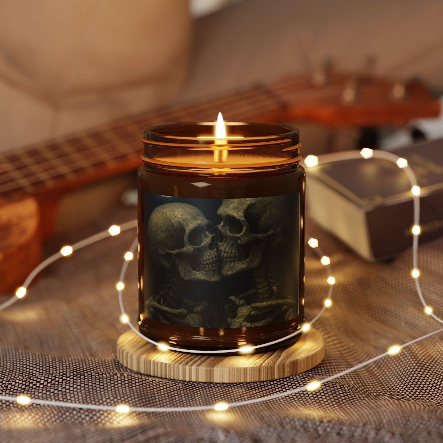 Romantic Skeletons Scented Soy Candle, Halloween Decor, Gothic Candle, Unique Gift, Home Fragrance, Aromatherapy Candle