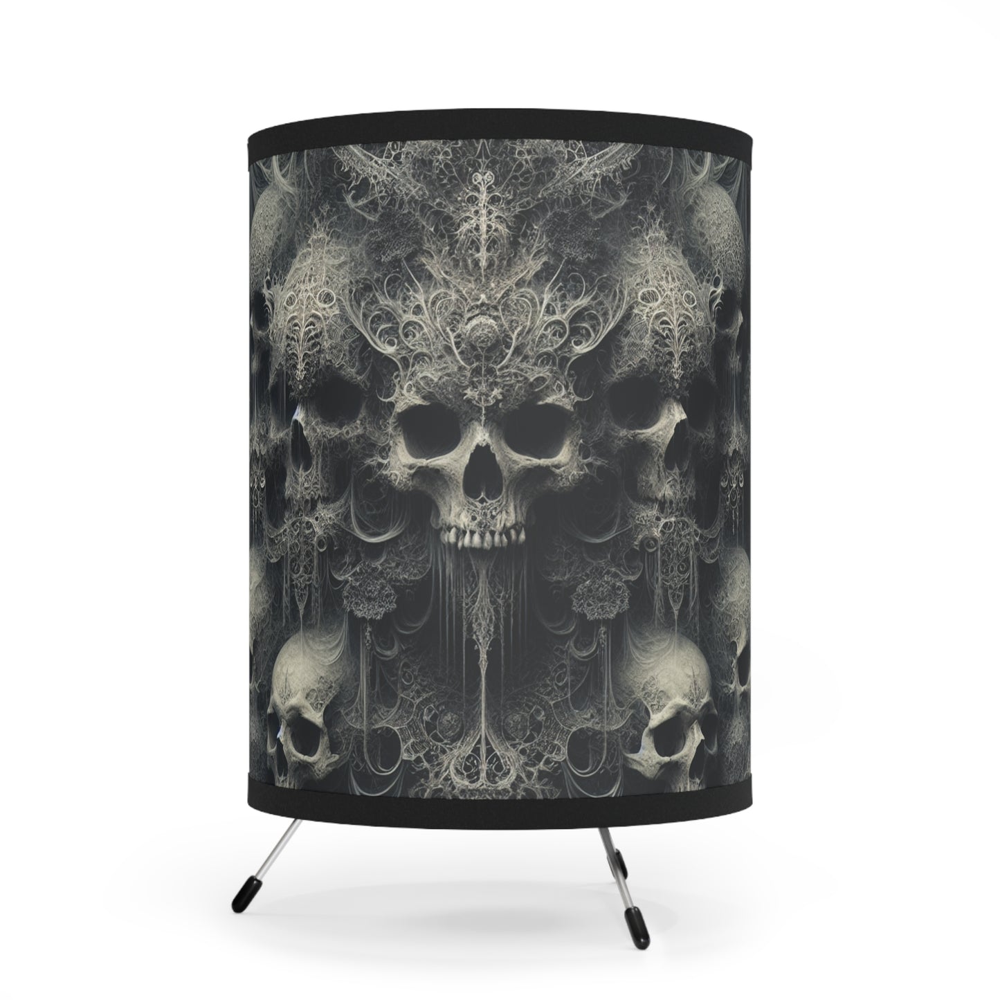 Gothic Tripod Lamp with Skull Design, Bohemian Decor, Halloween Home Lighting, Unique Gift for Art Lovers, Gothic Room Accent, US/CA Plug