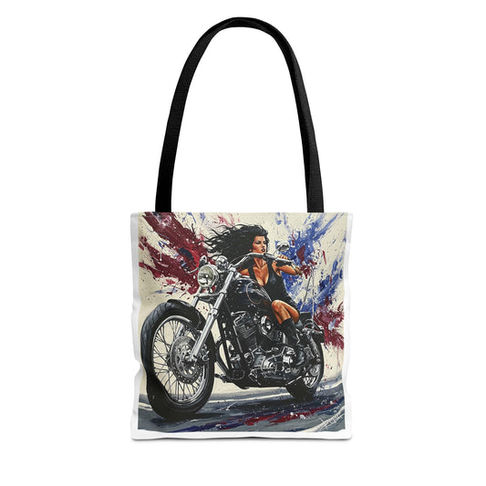 Bold Motorcycle Chic Tote Bag - Stylish Biker Girl Design for Riders & Fashion Enthusiasts