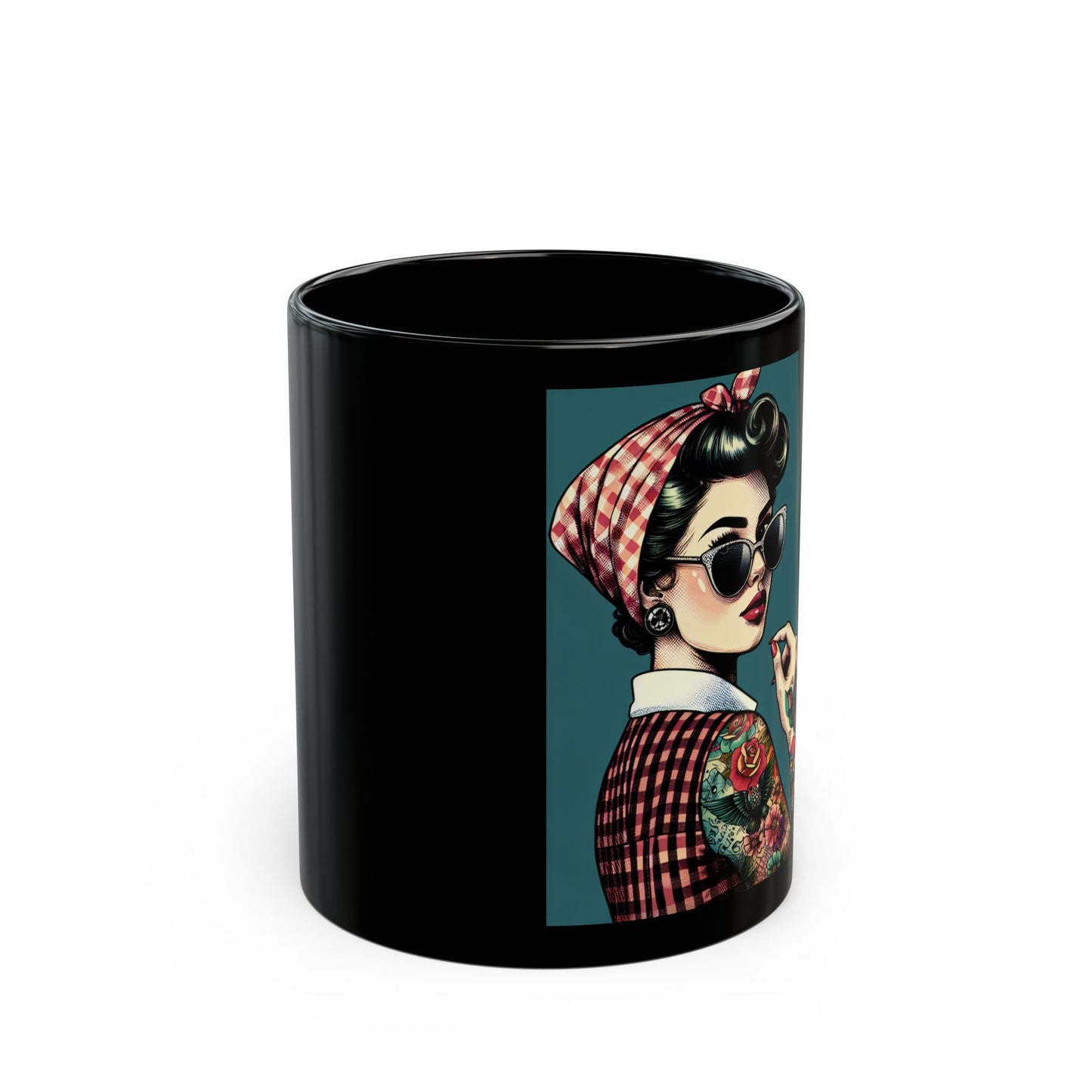 Mug, Pinup Girl with Tattoos and Sunglasses