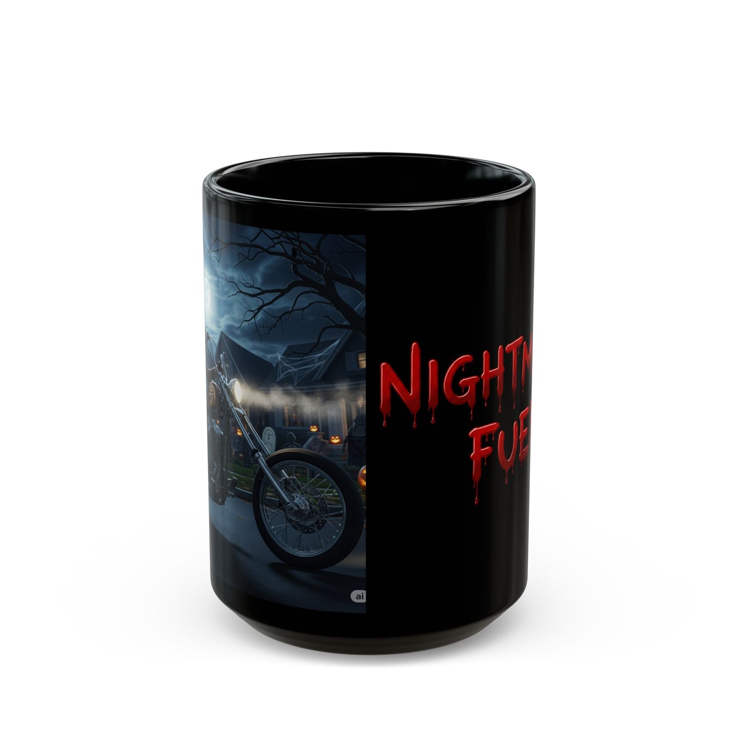 Nightmare Fuel Black Mug - Perfect for Coffee Lovers, Halloween Decor, Biker Gifts, Gothic Style, Spooky Vibes-biker Halloween