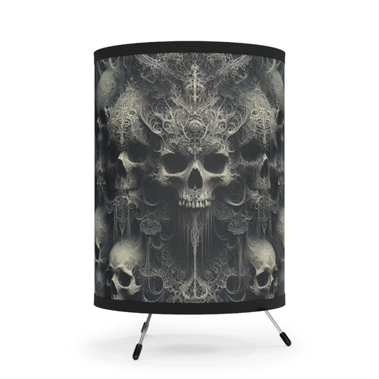 Gothic Tripod Lamp with Skull Design, Bohemian Decor, Halloween Home Lighting, Unique Gift for Art Lovers, Gothic Room Accent, US/CA Plug