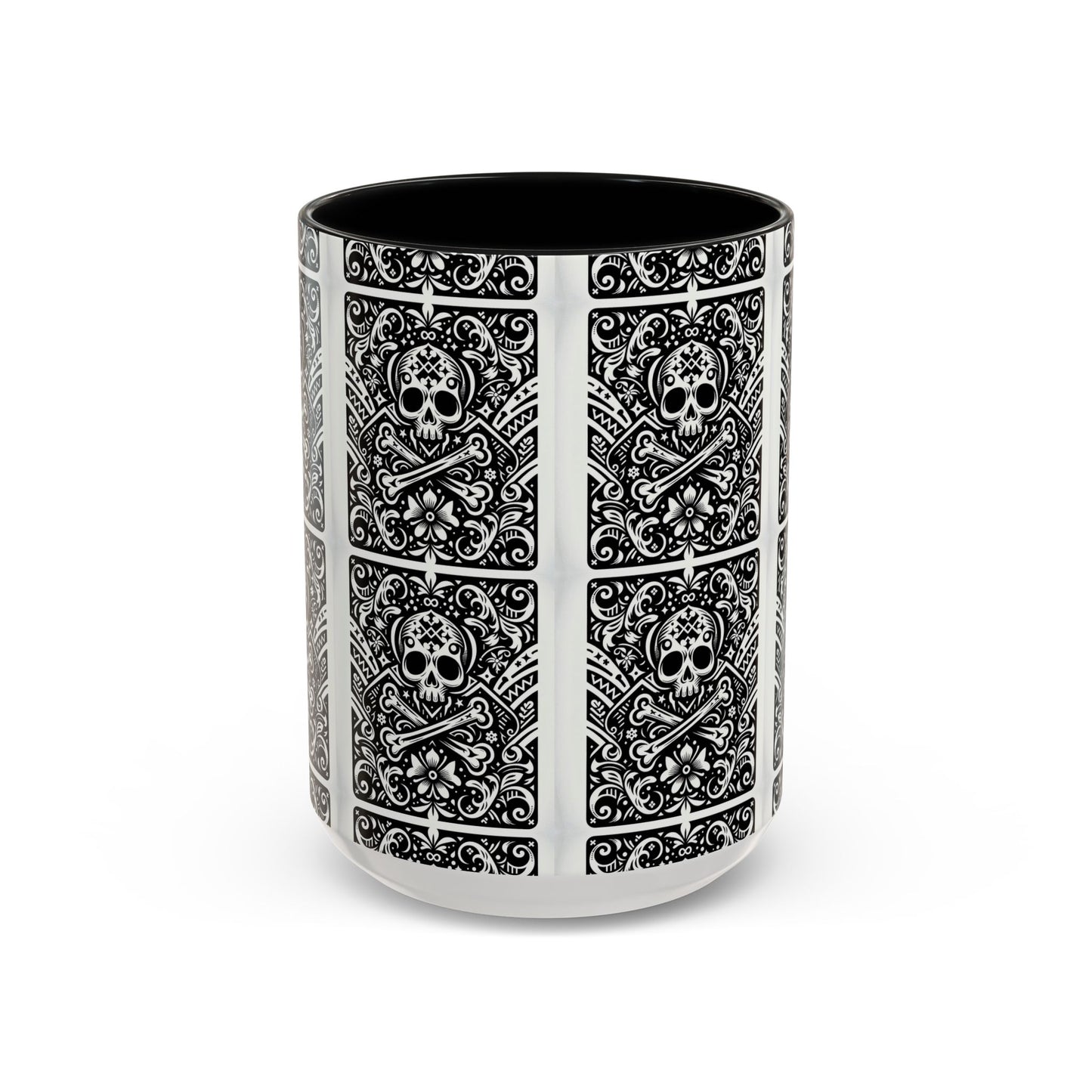 Mug -Skull and Crossbones Coffee Cup 15oz-Playing Card Pattern