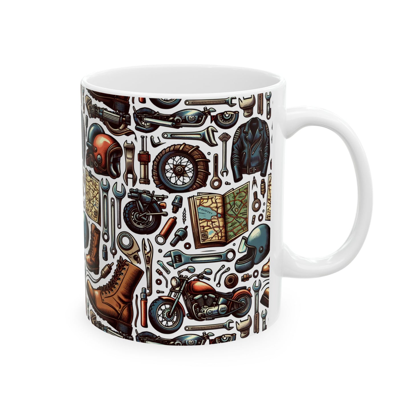Mug - Bikers Garage Collage- Ceramic Coffee Mug -Father's Day Gift