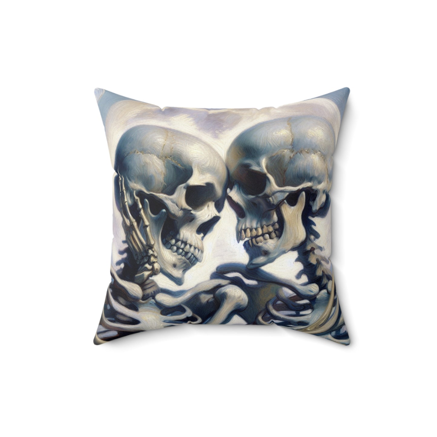 Romantic Skull Art Pillow, Decorative Cushion, Gothic Home Decor, Unique Gift for Halloween, Edgy Bedroom Accent