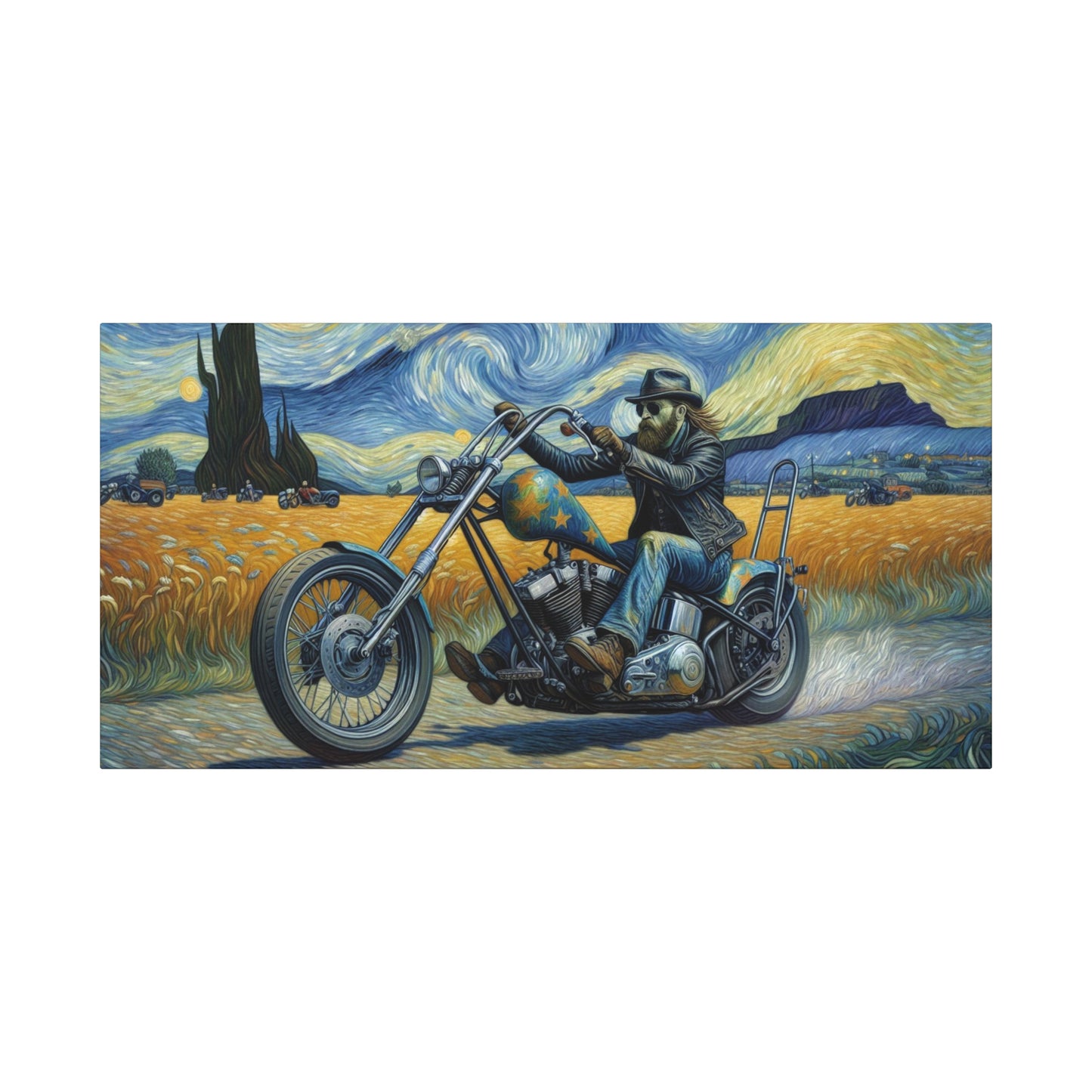 Motorcycle Wall Art Canvas – Artistic Biker Matte Print for Man Cave Decor