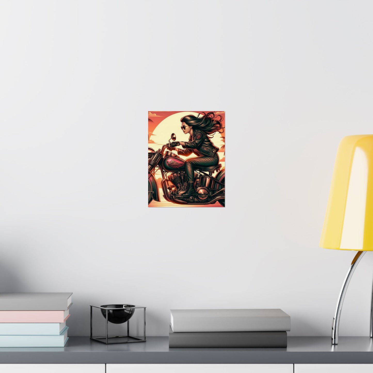 Poster- Motorcycle Pinup-Garage Decor-Man Cave-Retro Wall Art