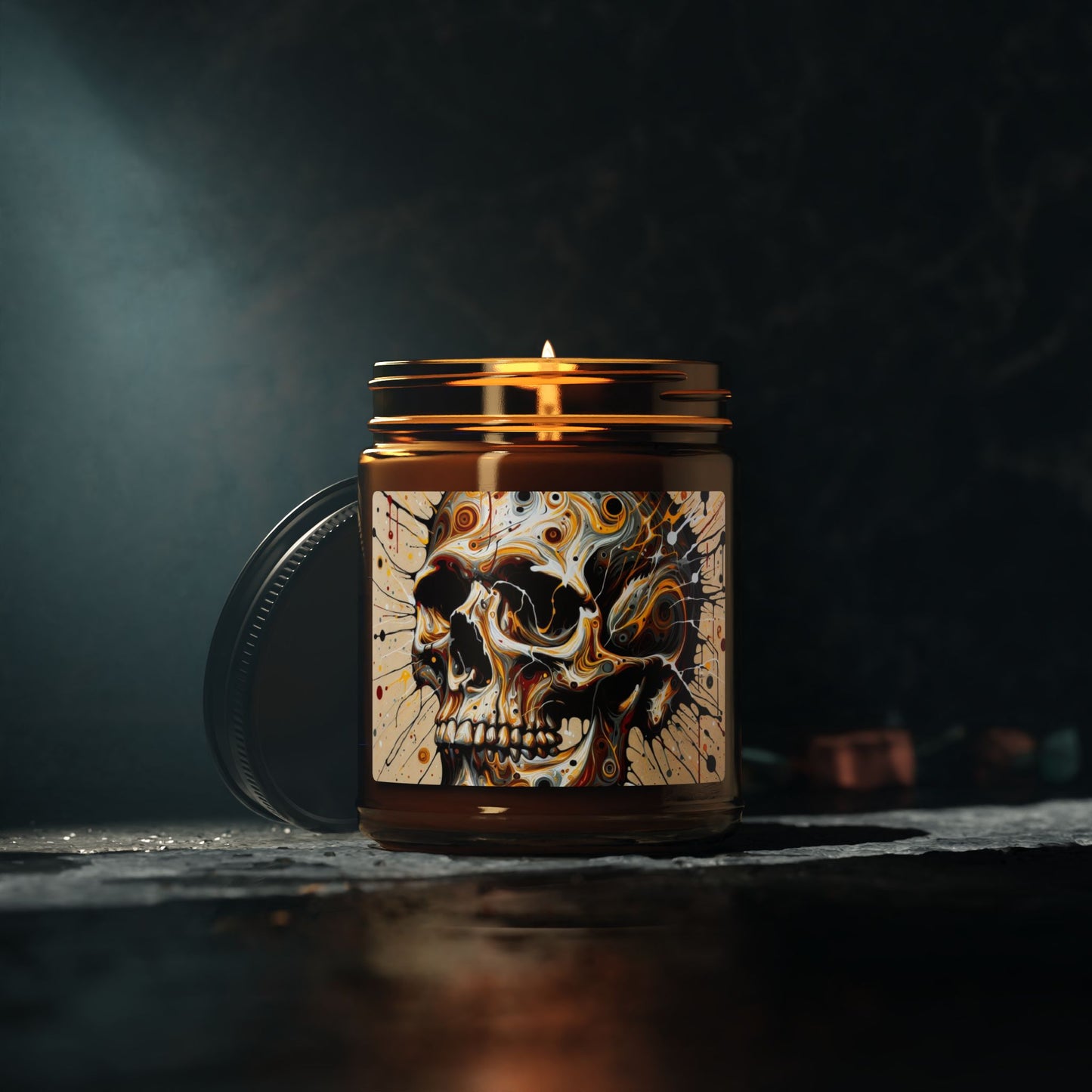 Skull Art Scented Candle, Unique Home Decor, Gothic Candle Gift, Aromatherapy, Halloween Decor