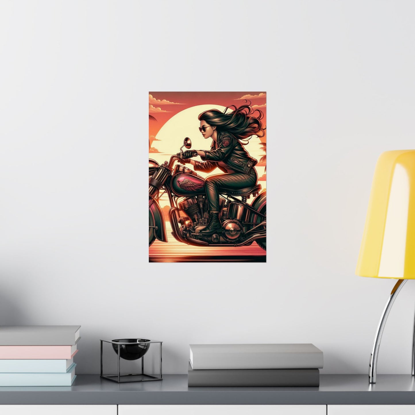 Poster- Motorcycle Pinup-Garage Decor-Man Cave-Retro Wall Art