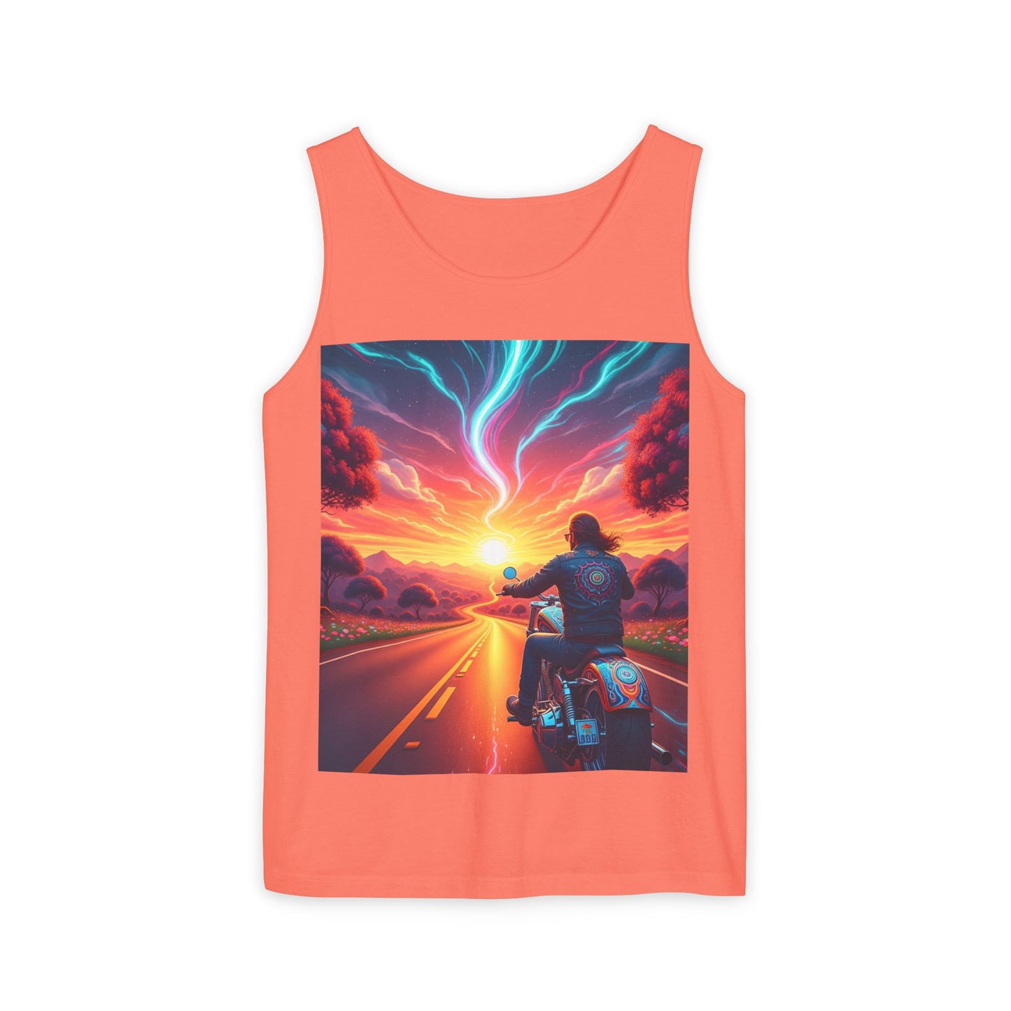 Motorcycle Adventure Tank Top, Unisex Summer Apparel, Gifts for Bikers, Casual Wear for Outdoor Events, Festival Outfit, Road Trip Gear