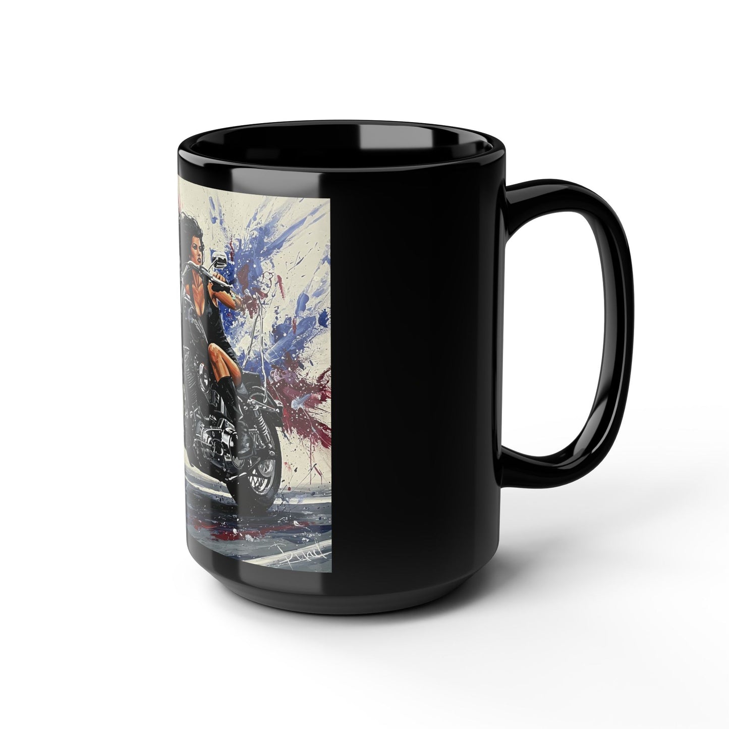 Biker Girl Black Mug - 15oz Motorcycle Enthusiast Coffee Cup