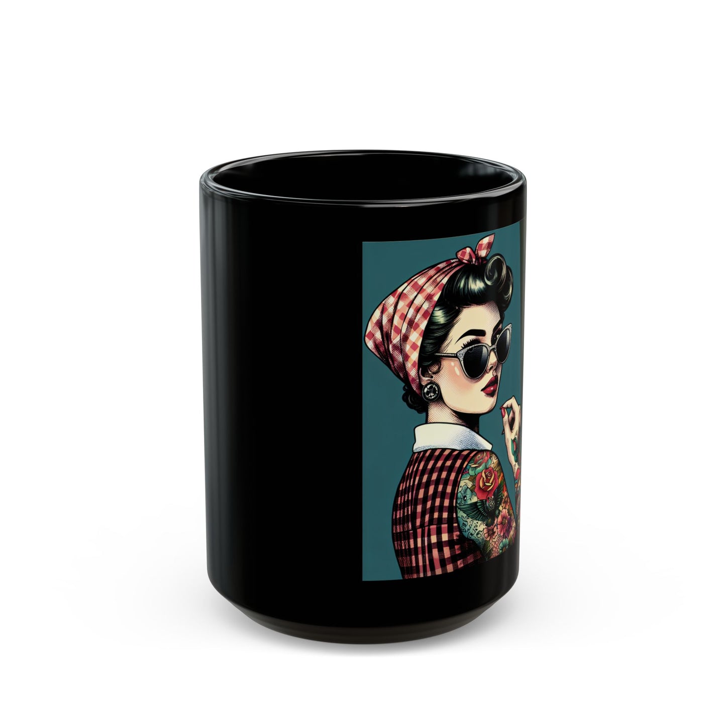Mug, Pinup Girl with Tattoos and Sunglasses