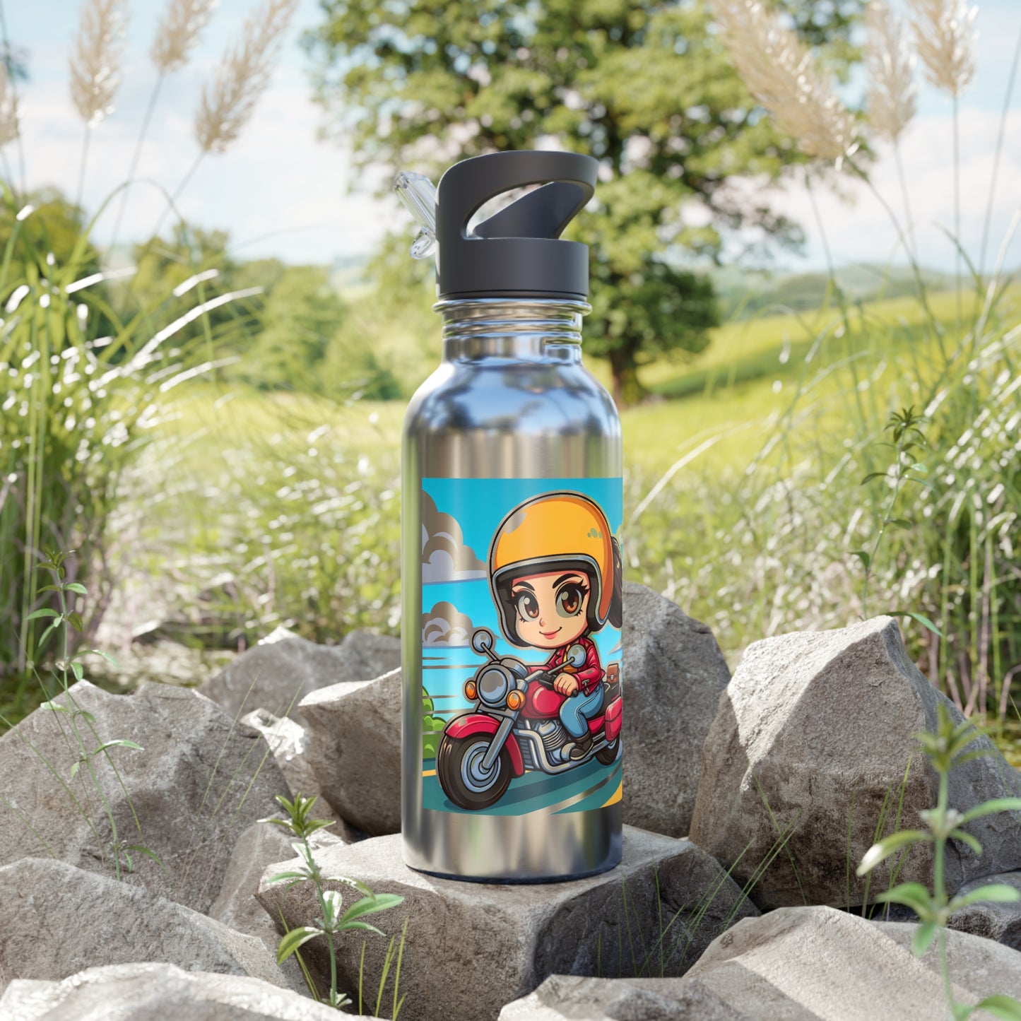 Water Bottle - A Day Trip-Motorcycle Ride-Biker gift idea-Stainless Steel