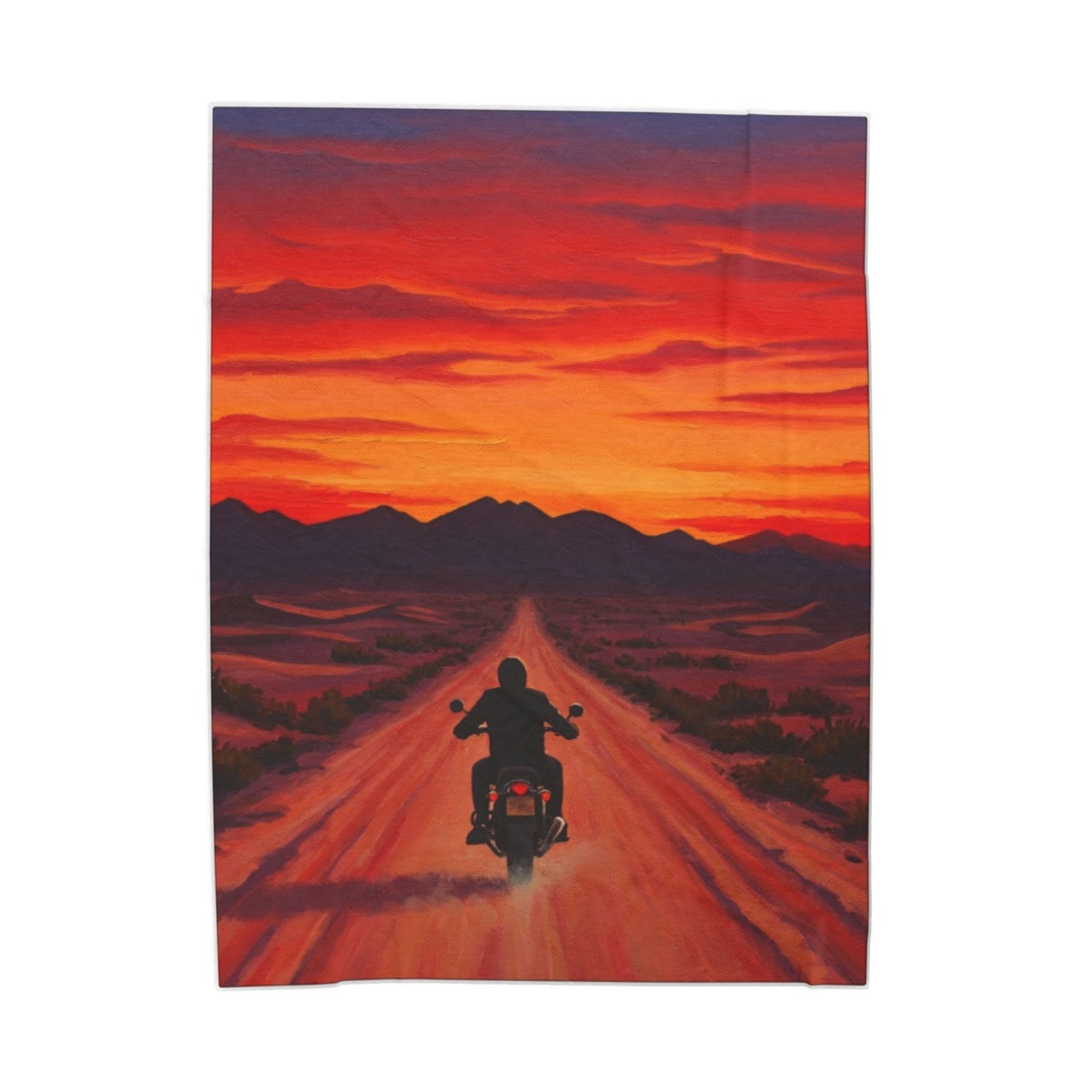 Motorcycle Roadtrip Velveteen Blanket, Cozy Throw for Bikers, Adventure Decor, Gifts for Him, Camping Essentials, Home Comfort