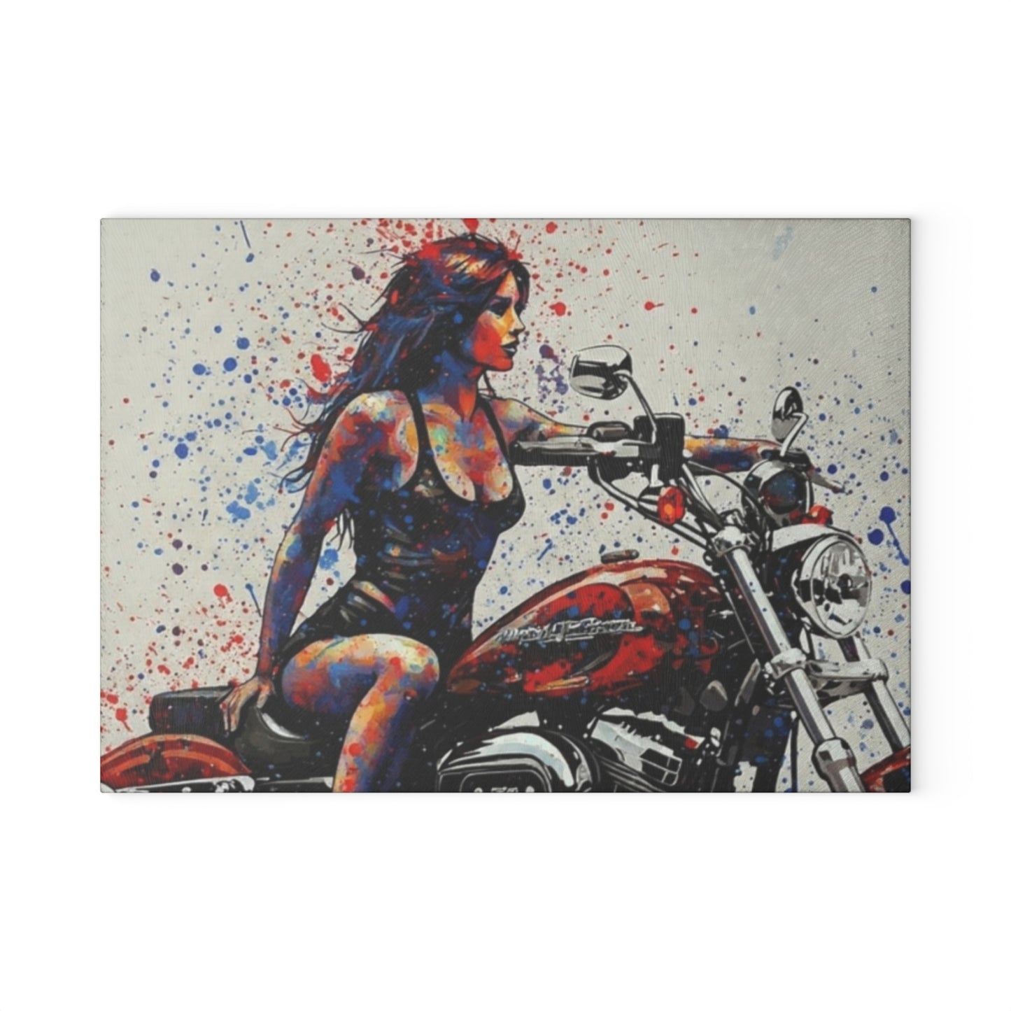 Glass Cutting Board - Perfect Gift for Motorcycle Lovers-Colorful Biker Kitchen