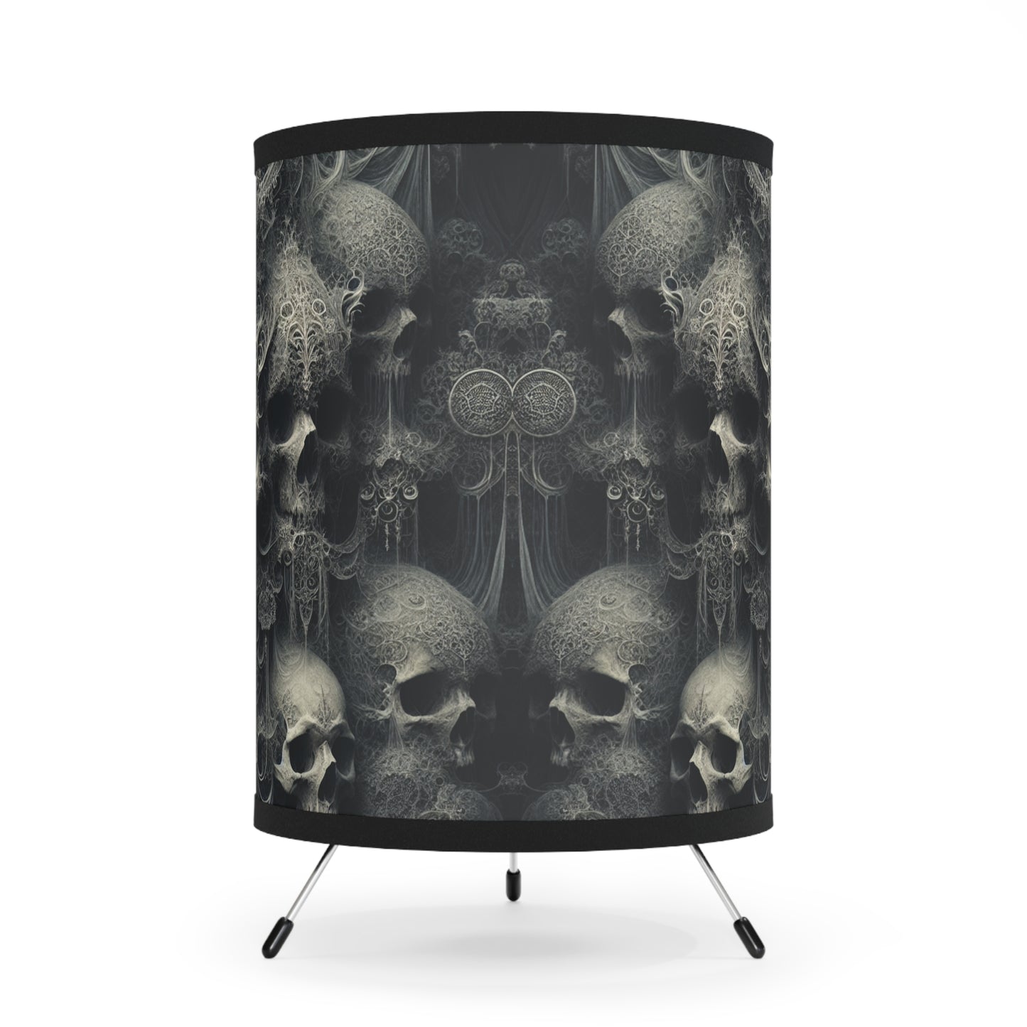 Gothic Tripod Lamp with Skull Design, Bohemian Decor, Halloween Home Lighting, Unique Gift for Art Lovers, Gothic Room Accent, US/CA Plug