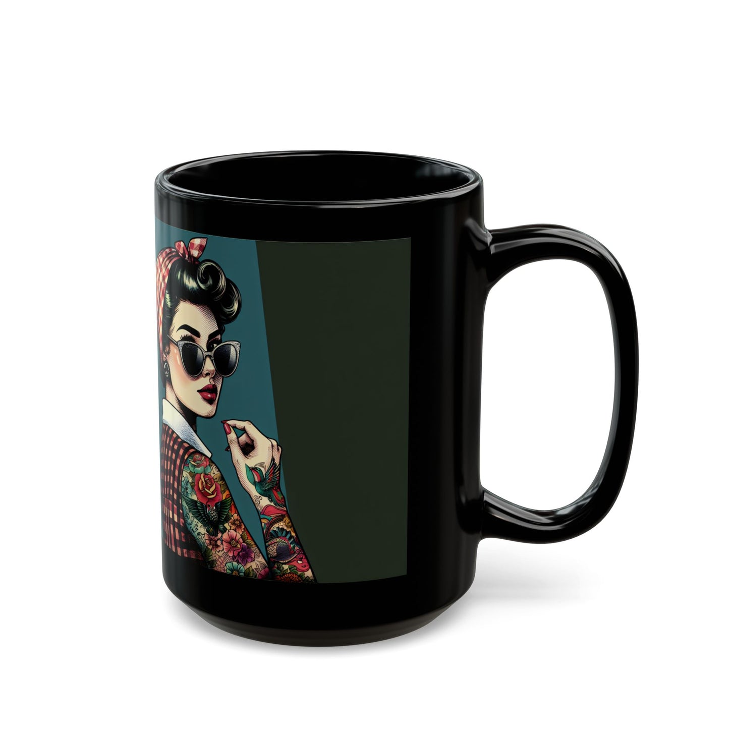 Mug, Pinup Girl with Tattoos and Sunglasses